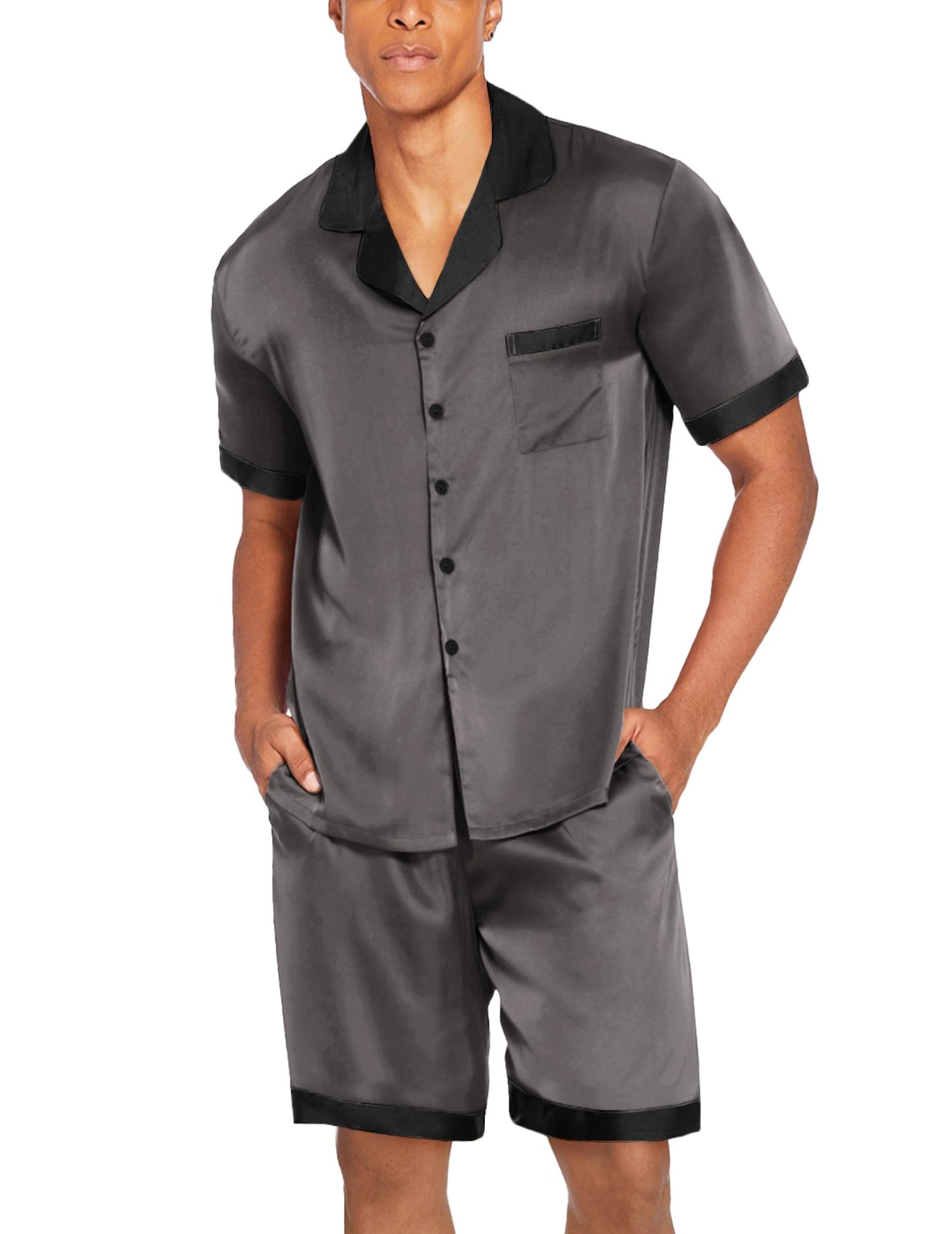 Ekouaer Satin Silk Pajamas Set with Pockets