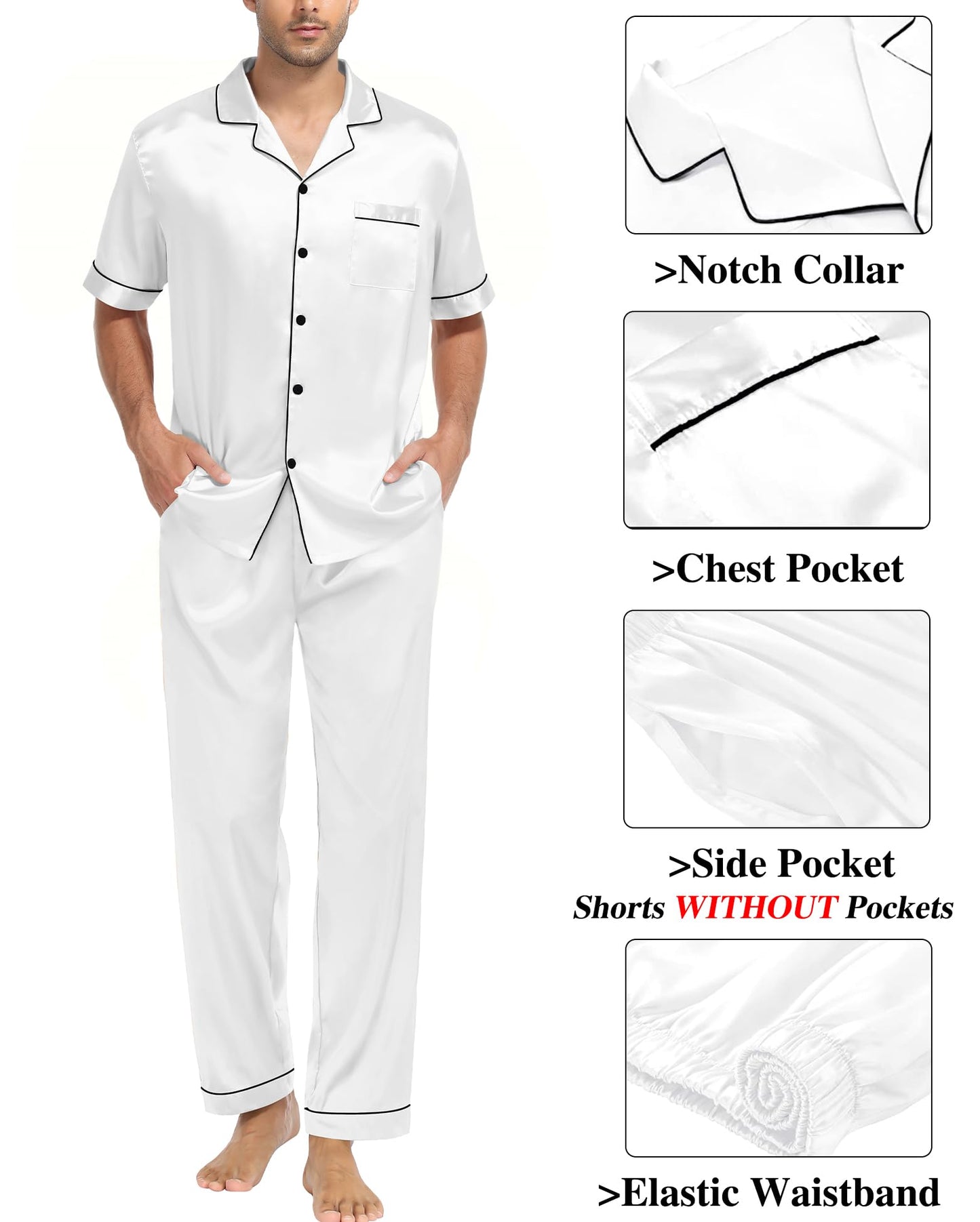 SWOMOG Mens 3pcs Pajamas Set