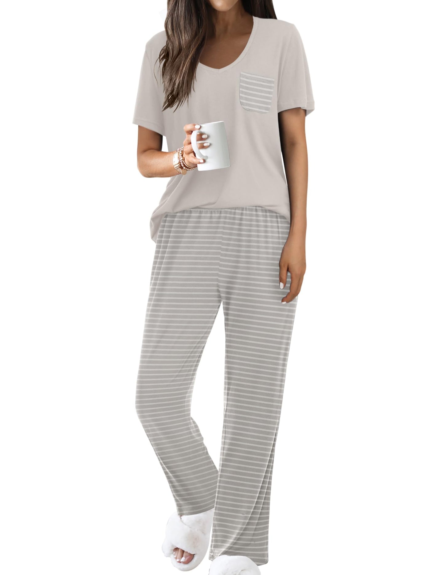 Ekouaer 2 Piece Short Sleeve Pj Set