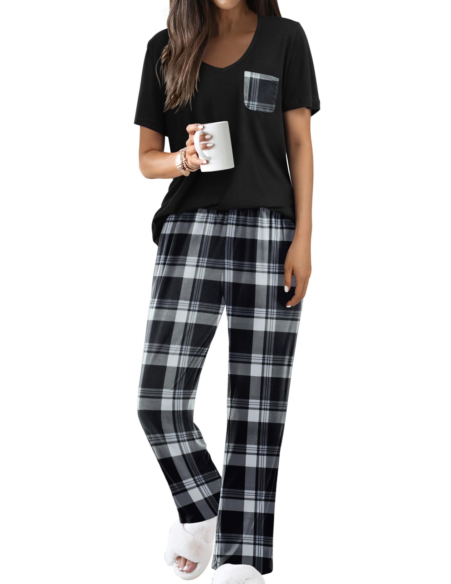 Ekouaer 2 Piece Short Sleeve Pj Set