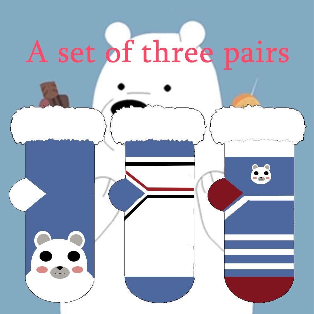 FENELY Kids 3 Pairs Fuzzy Slipper Socks