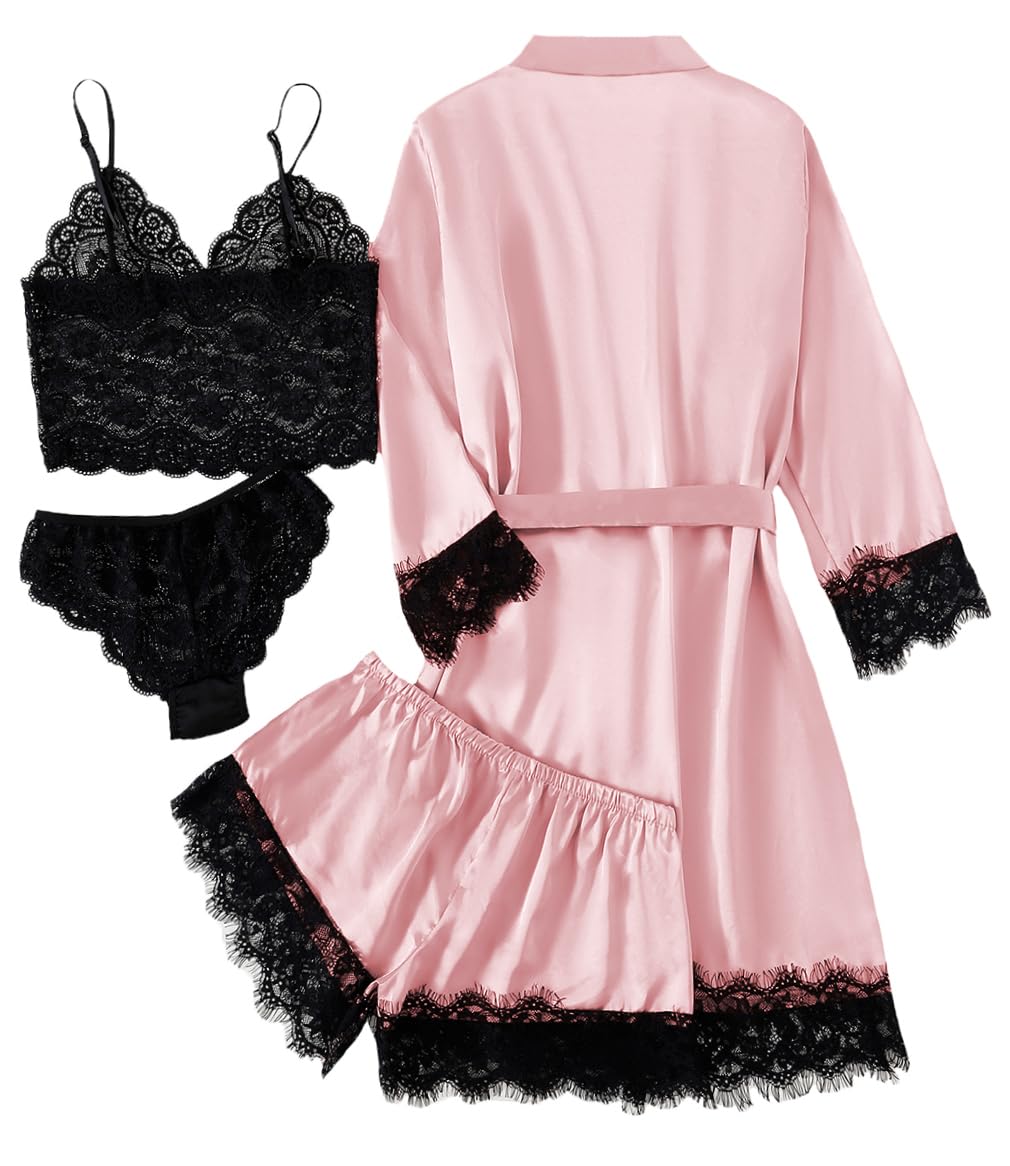 LYANER 4pcs Satin Sleepwear