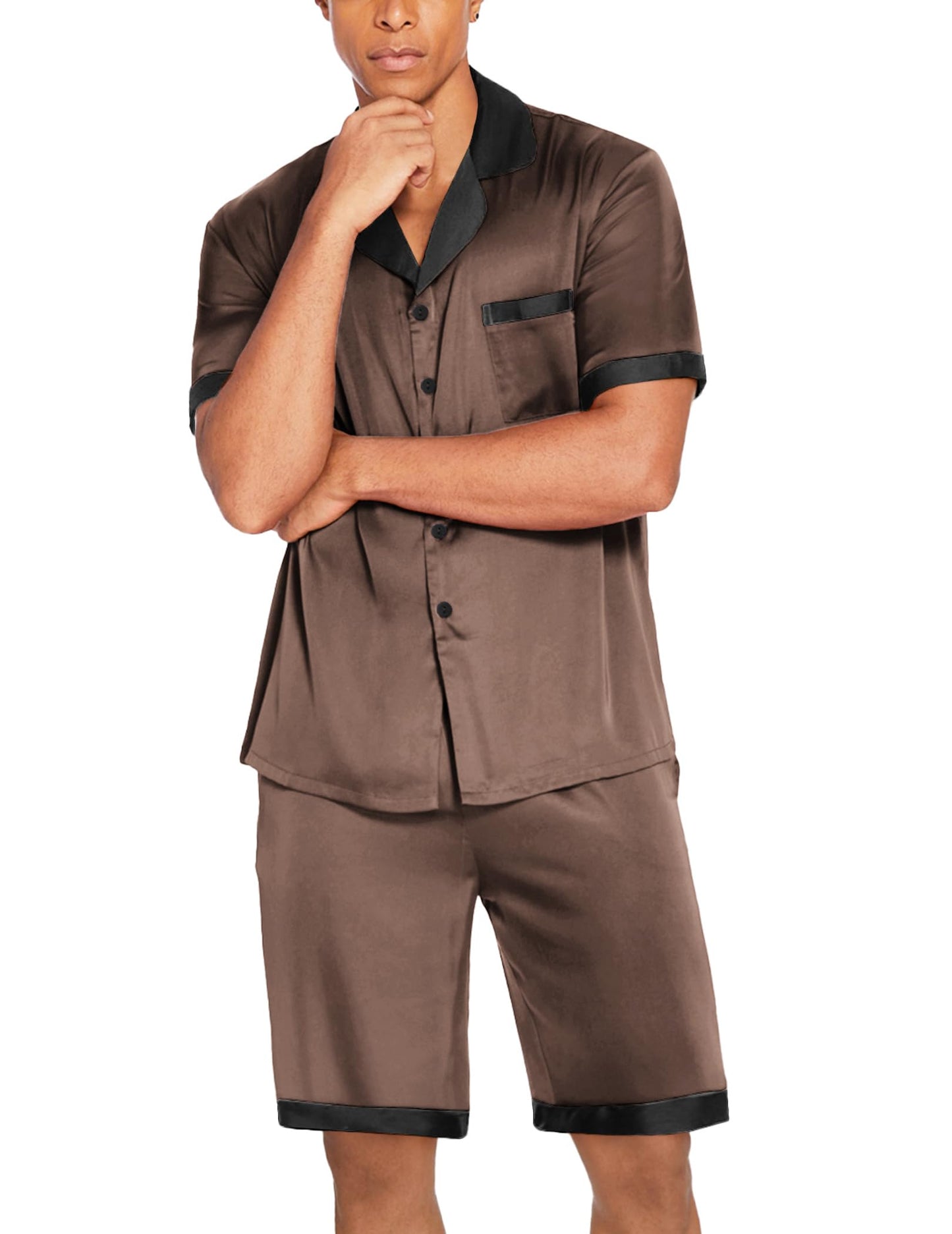 Ekouaer Satin Silk Pajamas Set with Pockets