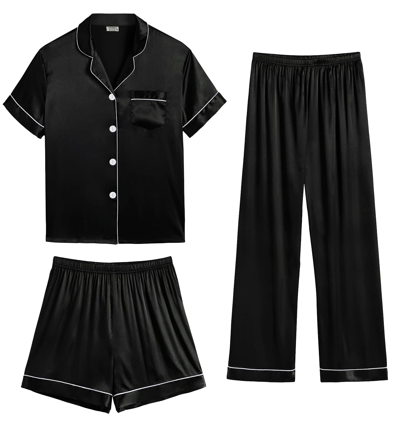 SWOMOG Mens 3pcs Pajamas Set