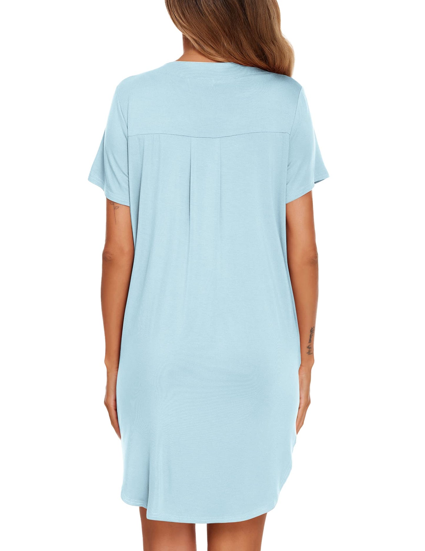 Ekouaer V Neck Button Down Nightgown