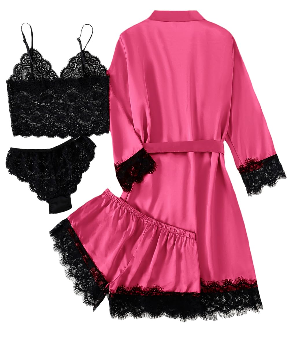 LYANER 4pcs Satin Sleepwear