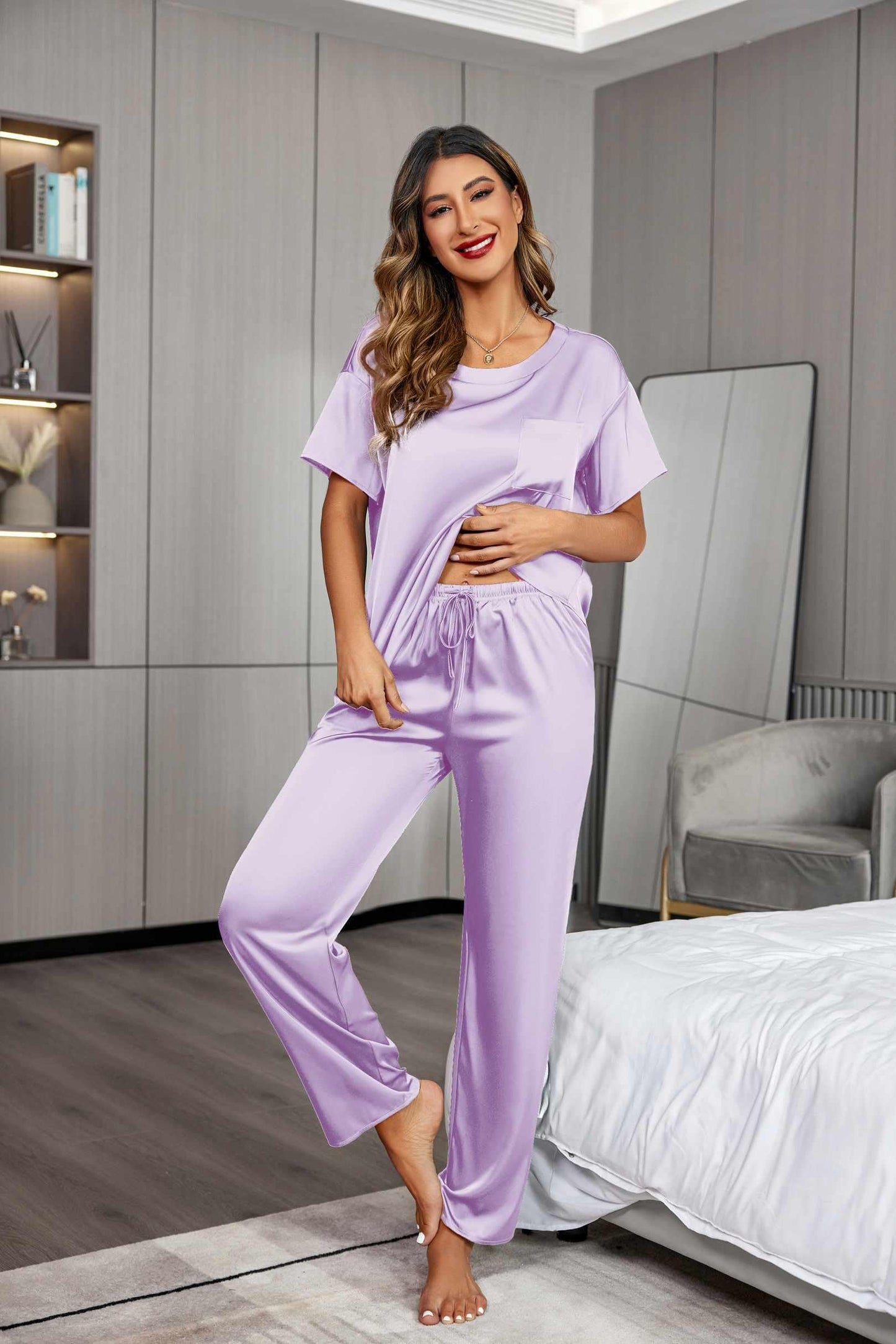 Ekouaer Silky Pajama Set