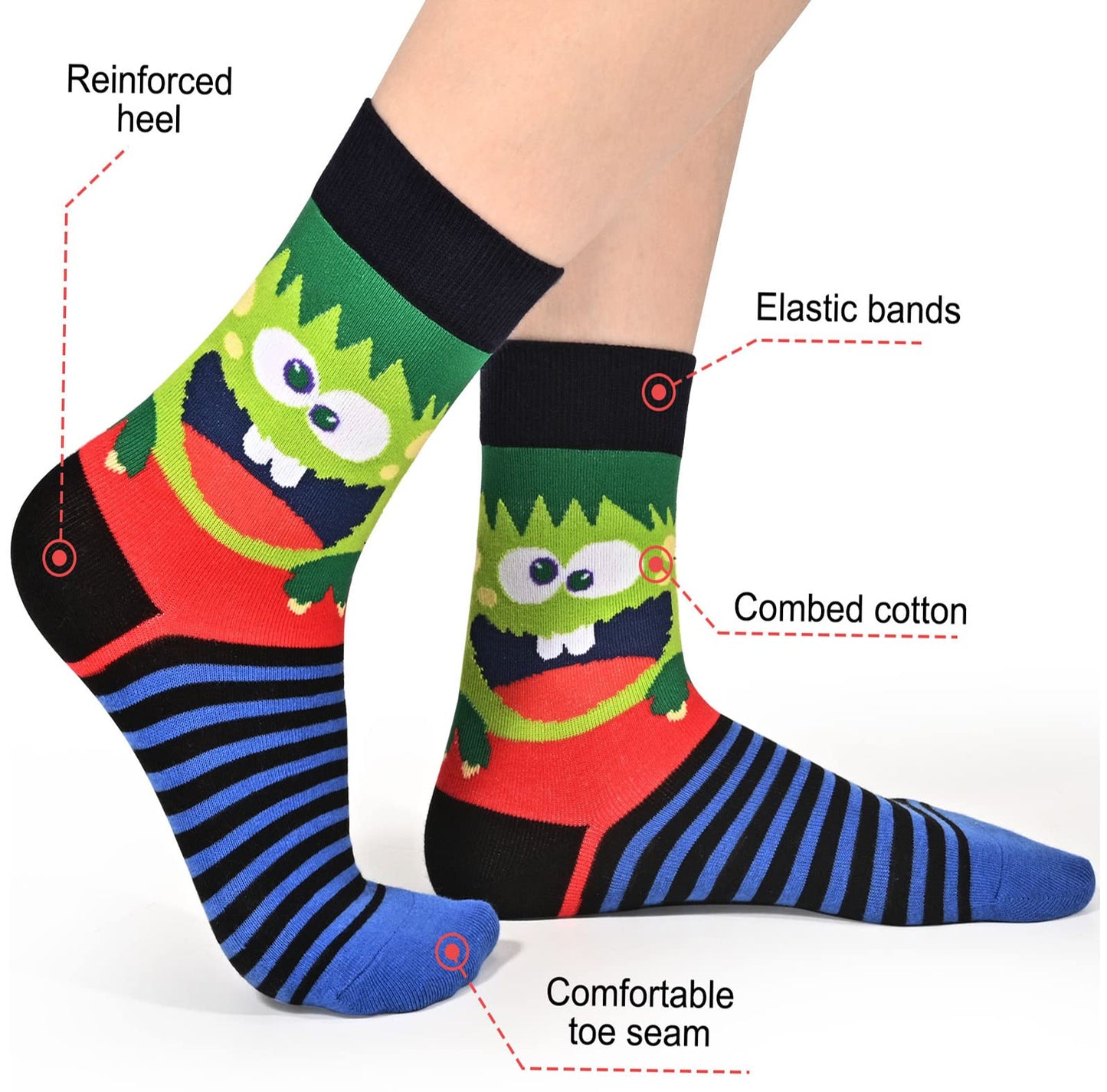 Kids Novelty Crew Socks 4-6 Pack + Gift Box