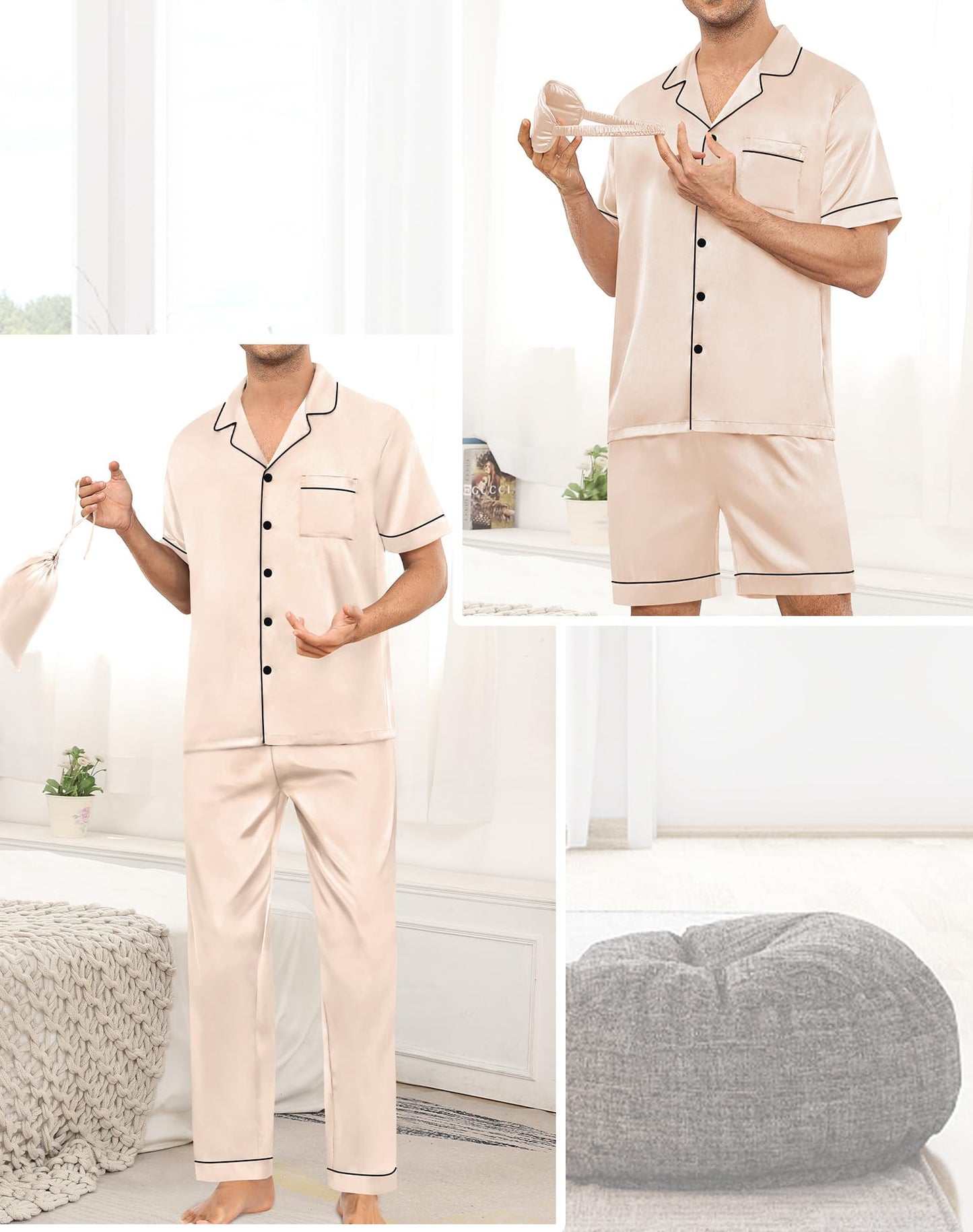 SWOMOG Mens 3pcs Pajamas Set