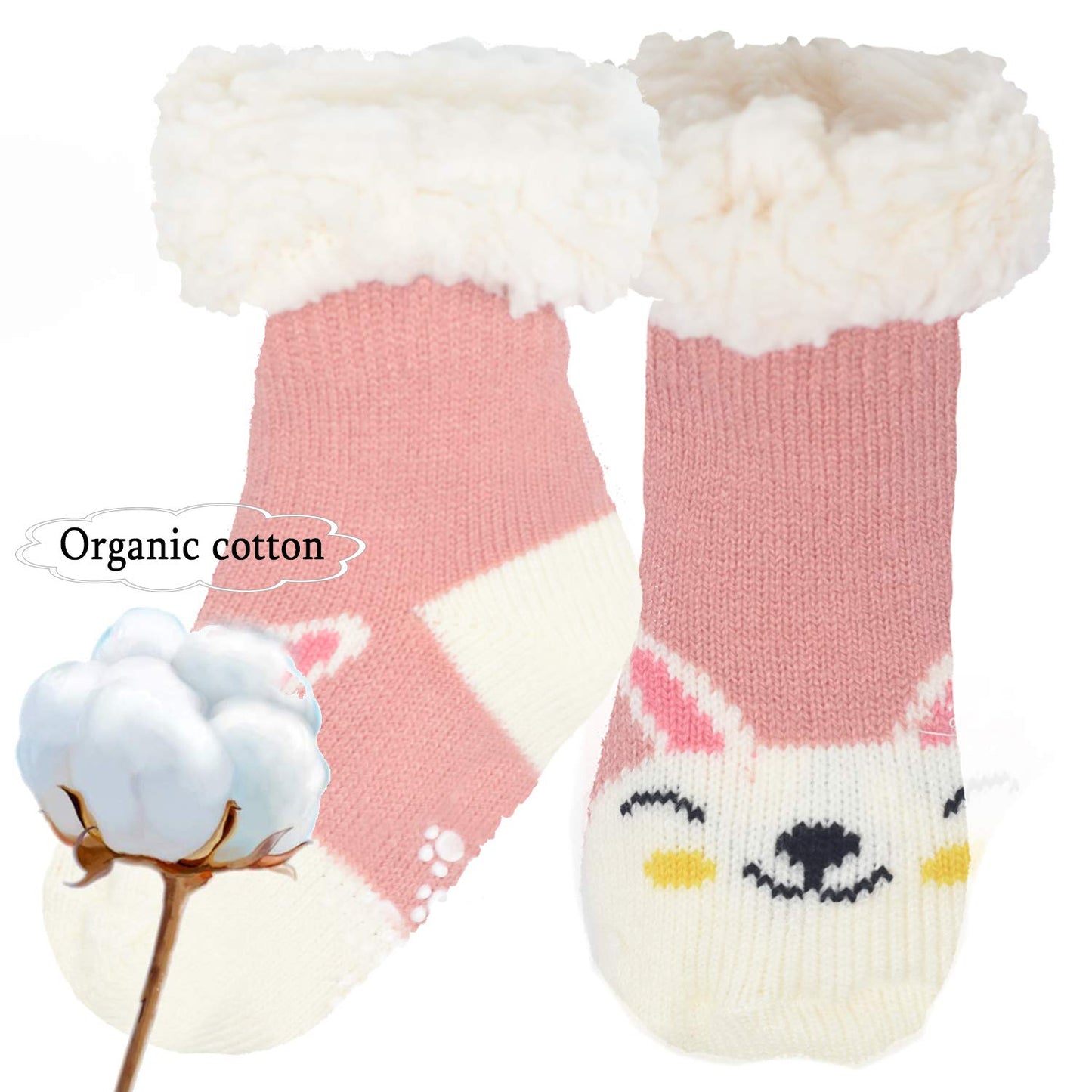 FENELY Kids 3 Pairs Fuzzy Slipper Socks