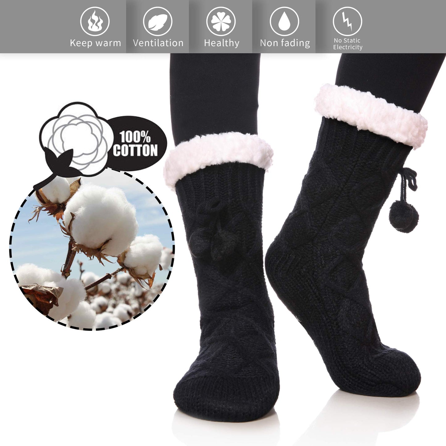 Yebing Warm Non Slip Slipper Socks