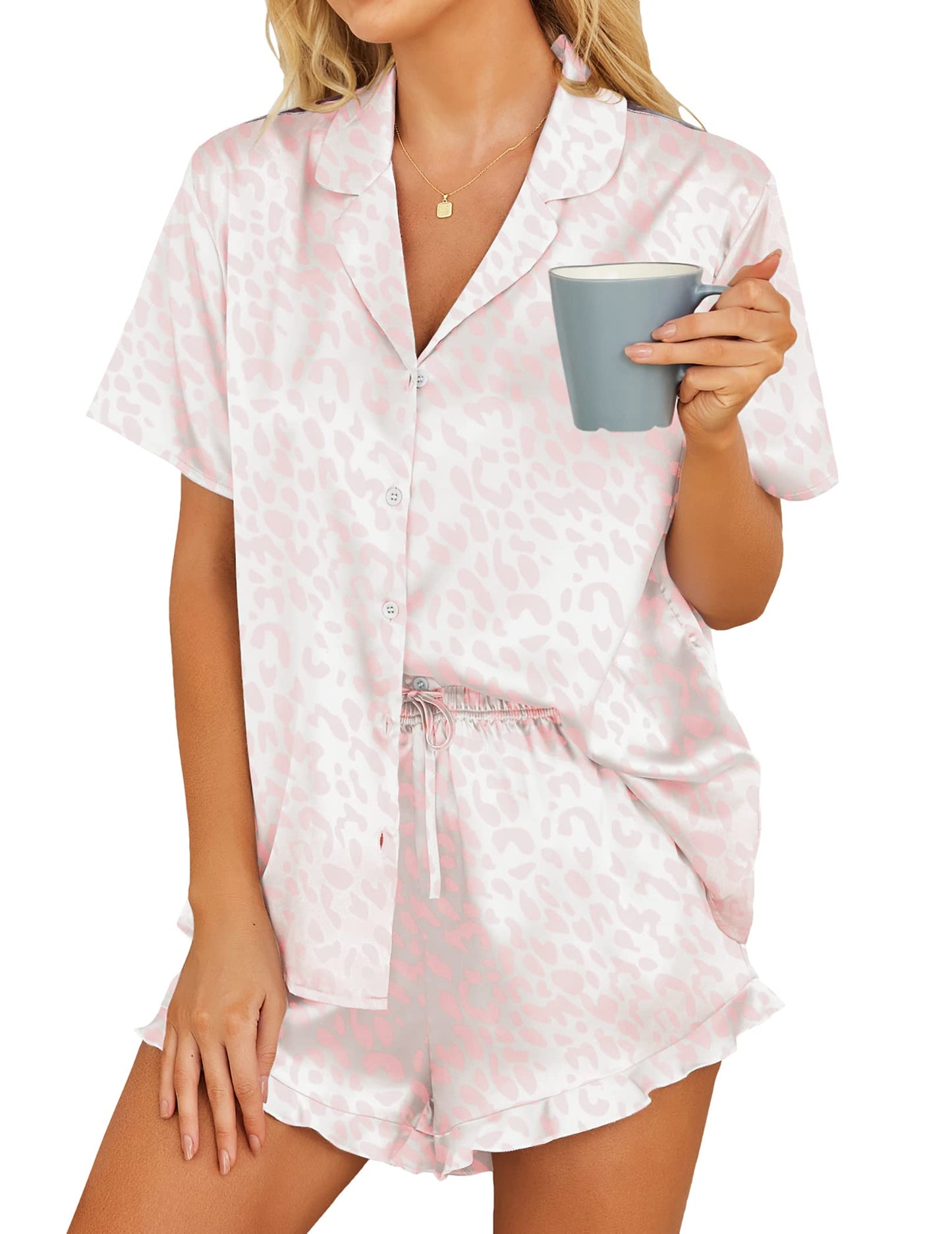 HOTOUCH  2 Piece Satin Pajamas Set