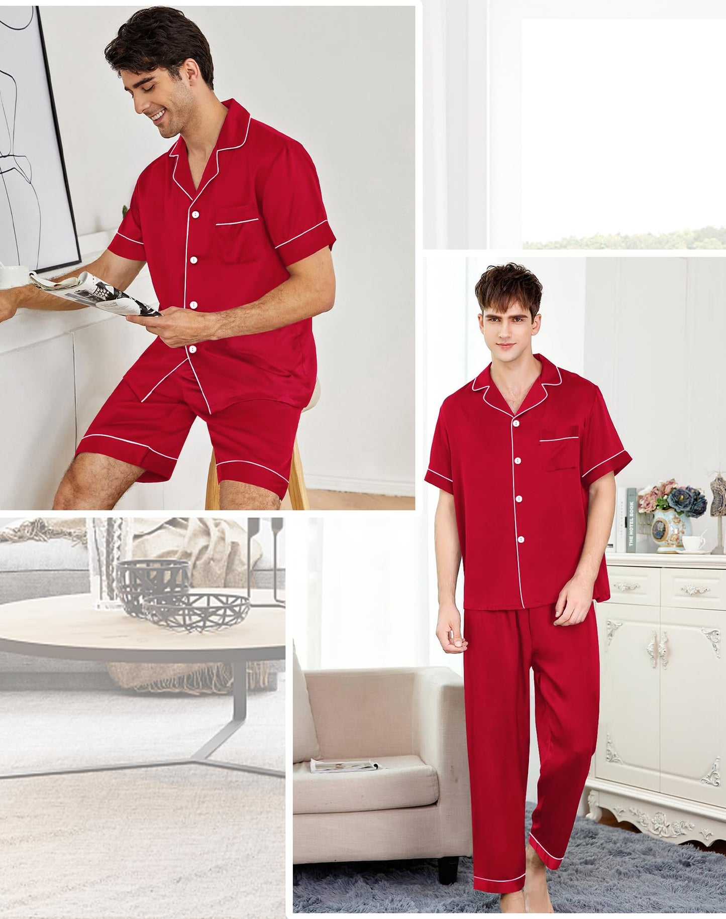 SWOMOG Mens 3pcs Pajamas Set