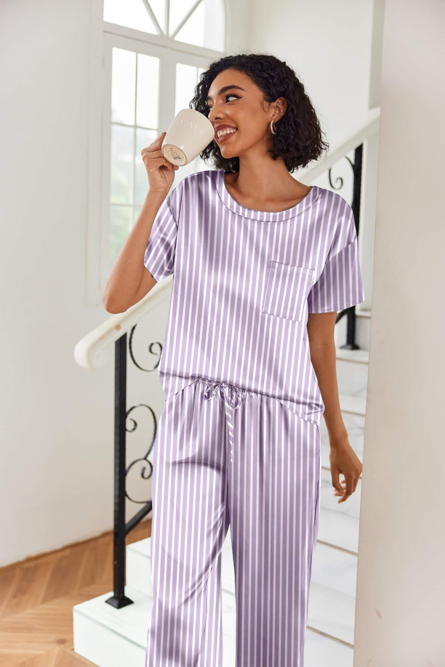 Ekouaer Silky Pajama Set