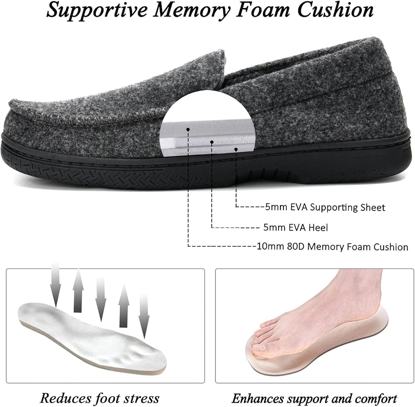 DL Men's Memory Foam Moccasin Slippers