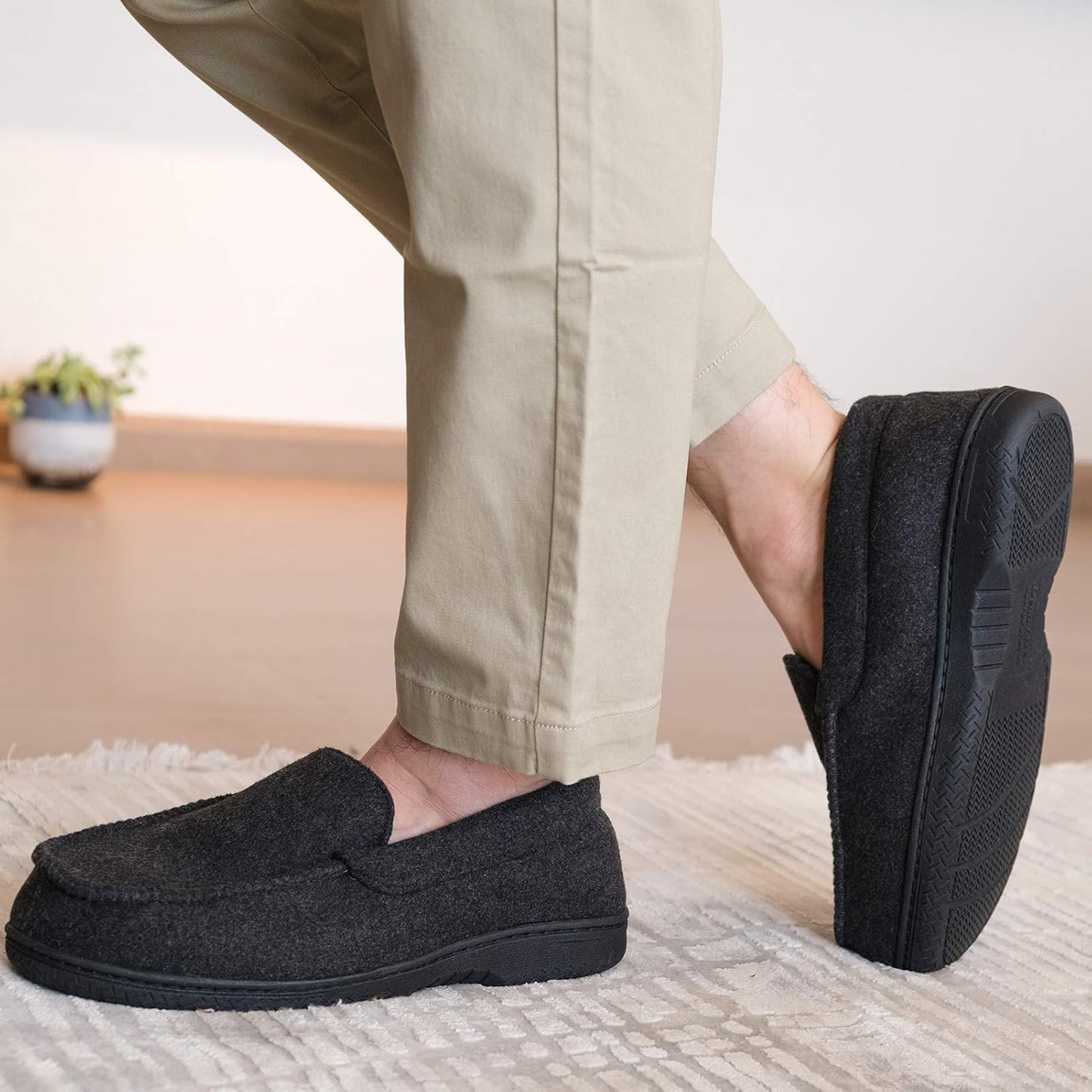 DL Men's Memory Foam Moccasin Slippers