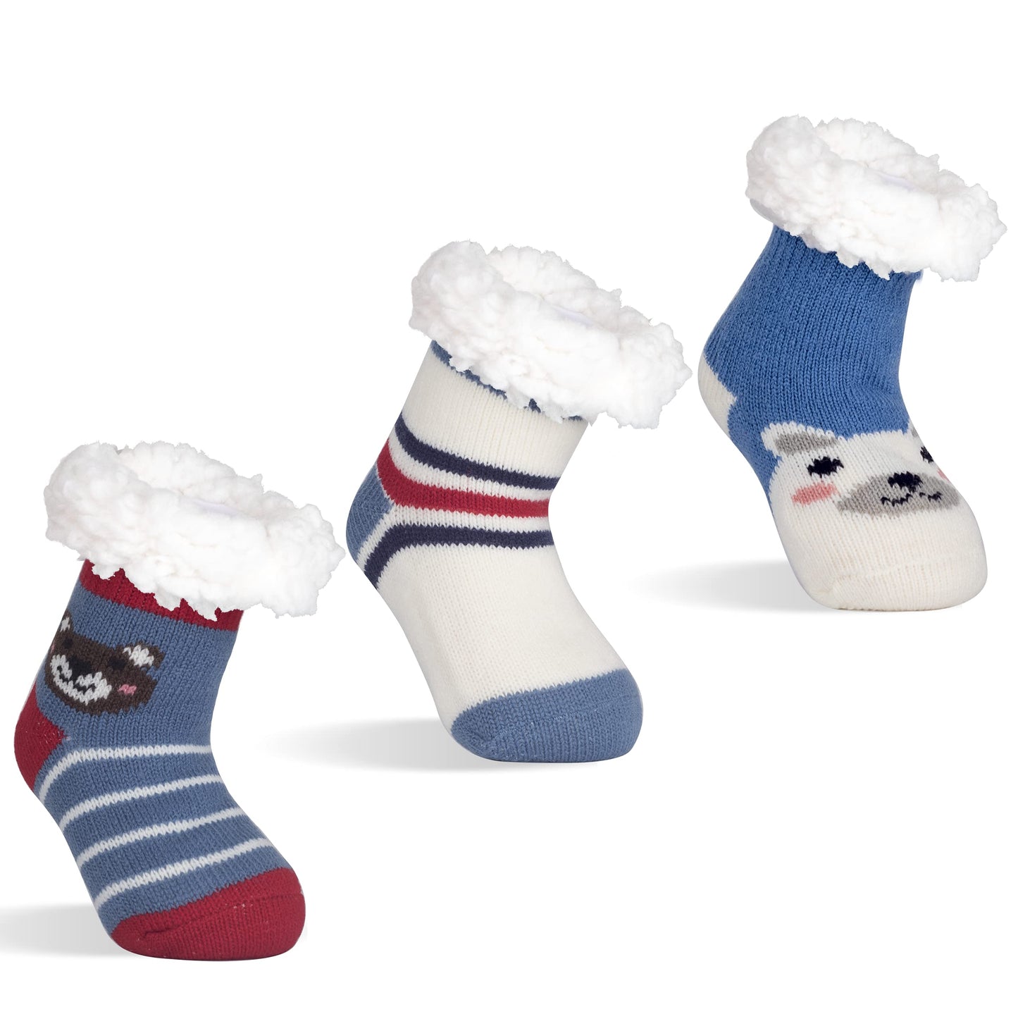 FENELY Kids 3 Pairs Fuzzy Slipper Socks