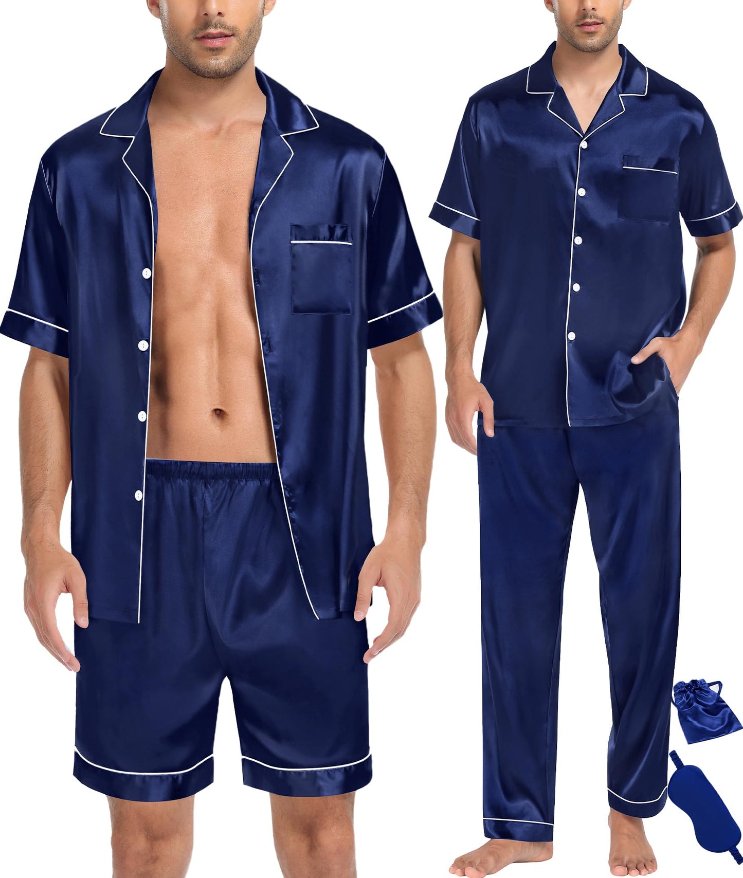 SWOMOG Mens 3pcs Pajamas Set