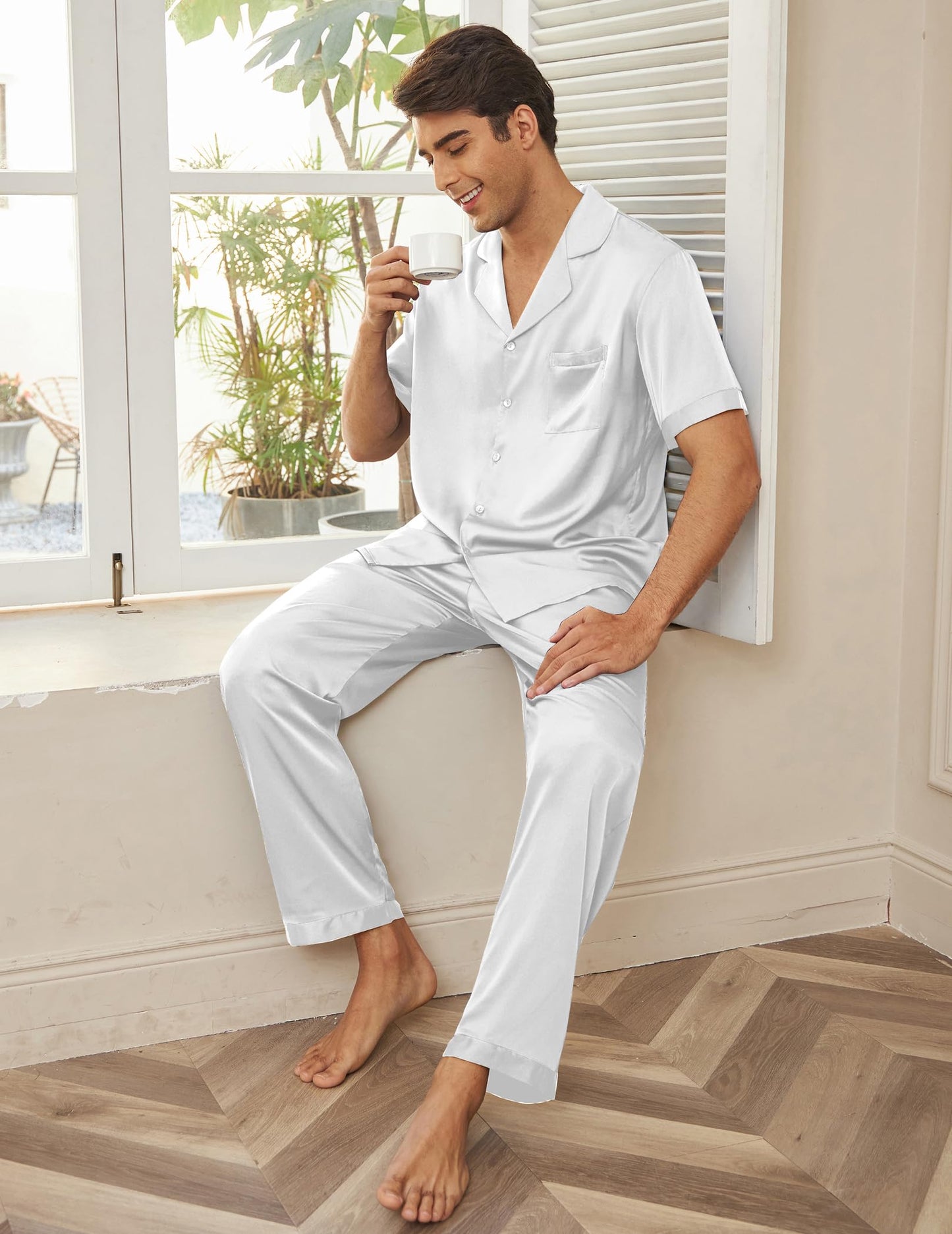 Ekouaer 2 Piece Button Down Sleepwear