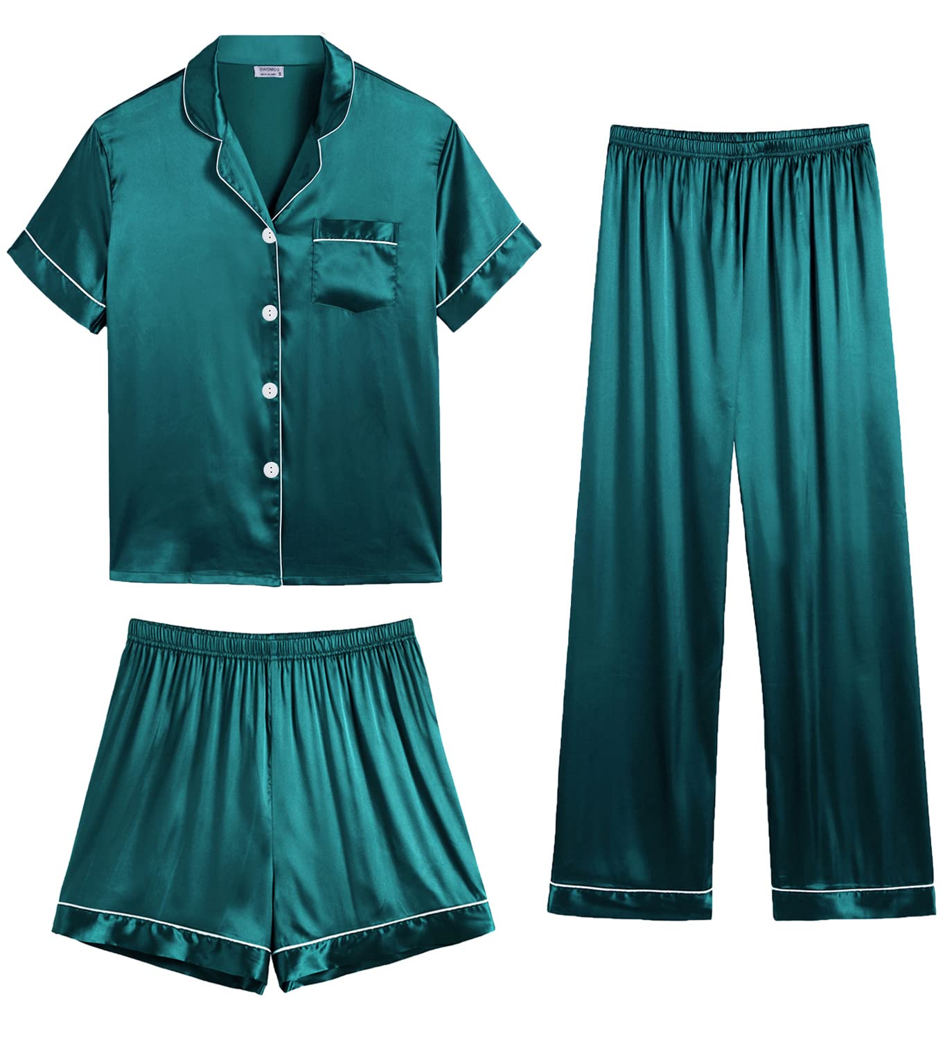 SWOMOG Mens 3pcs Pajamas Set