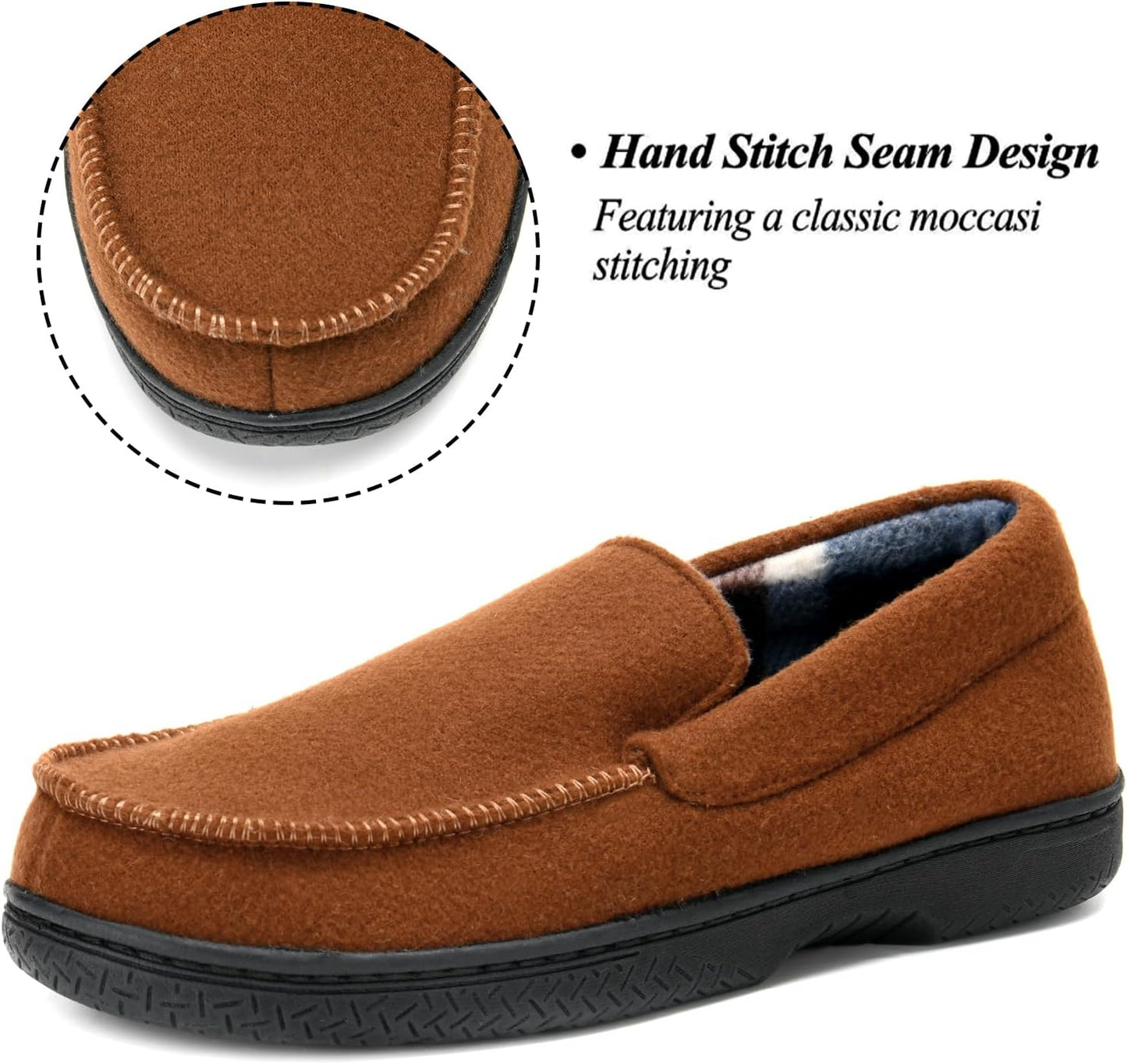 DL Men's Memory Foam Moccasin Slippers