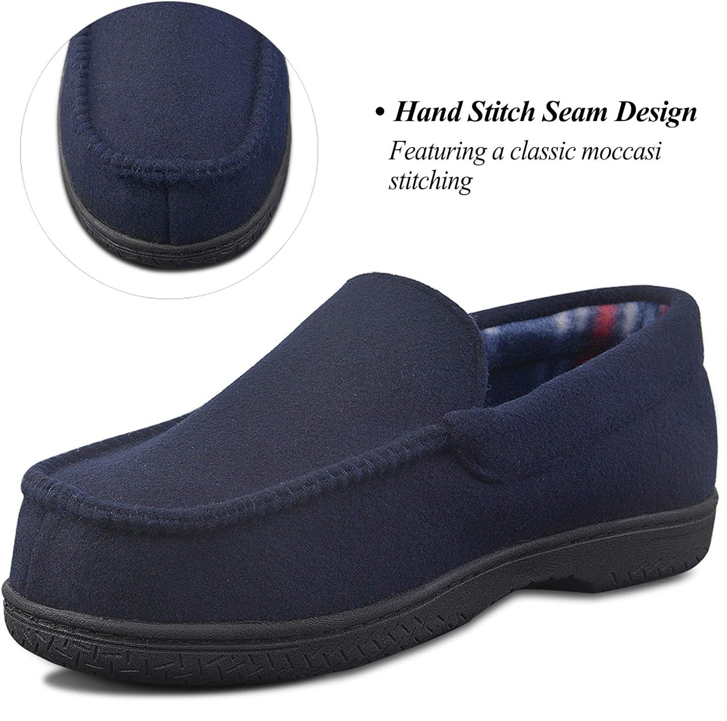 DL Men's Memory Foam Moccasin Slippers