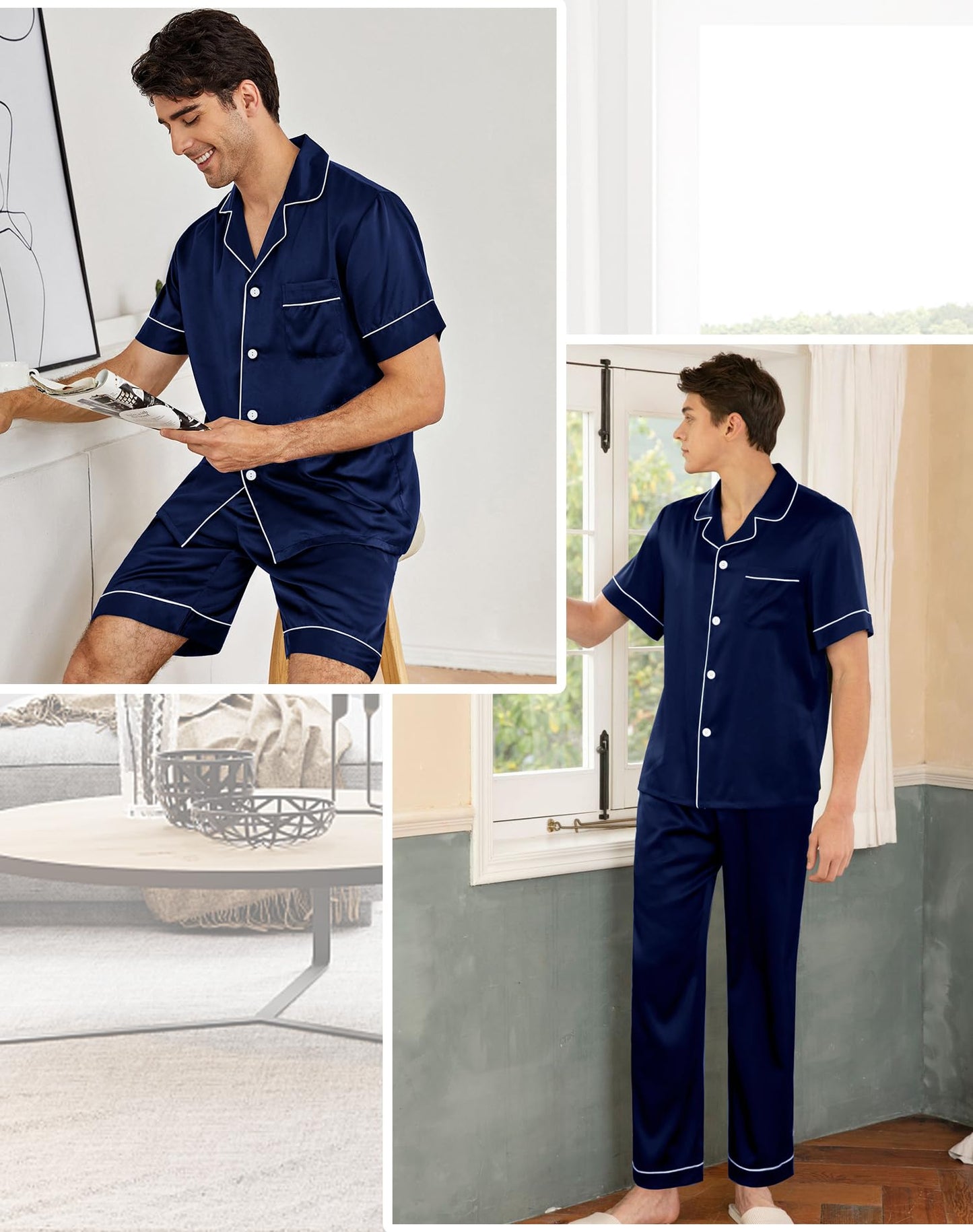 SWOMOG Mens 3pcs Pajamas Set