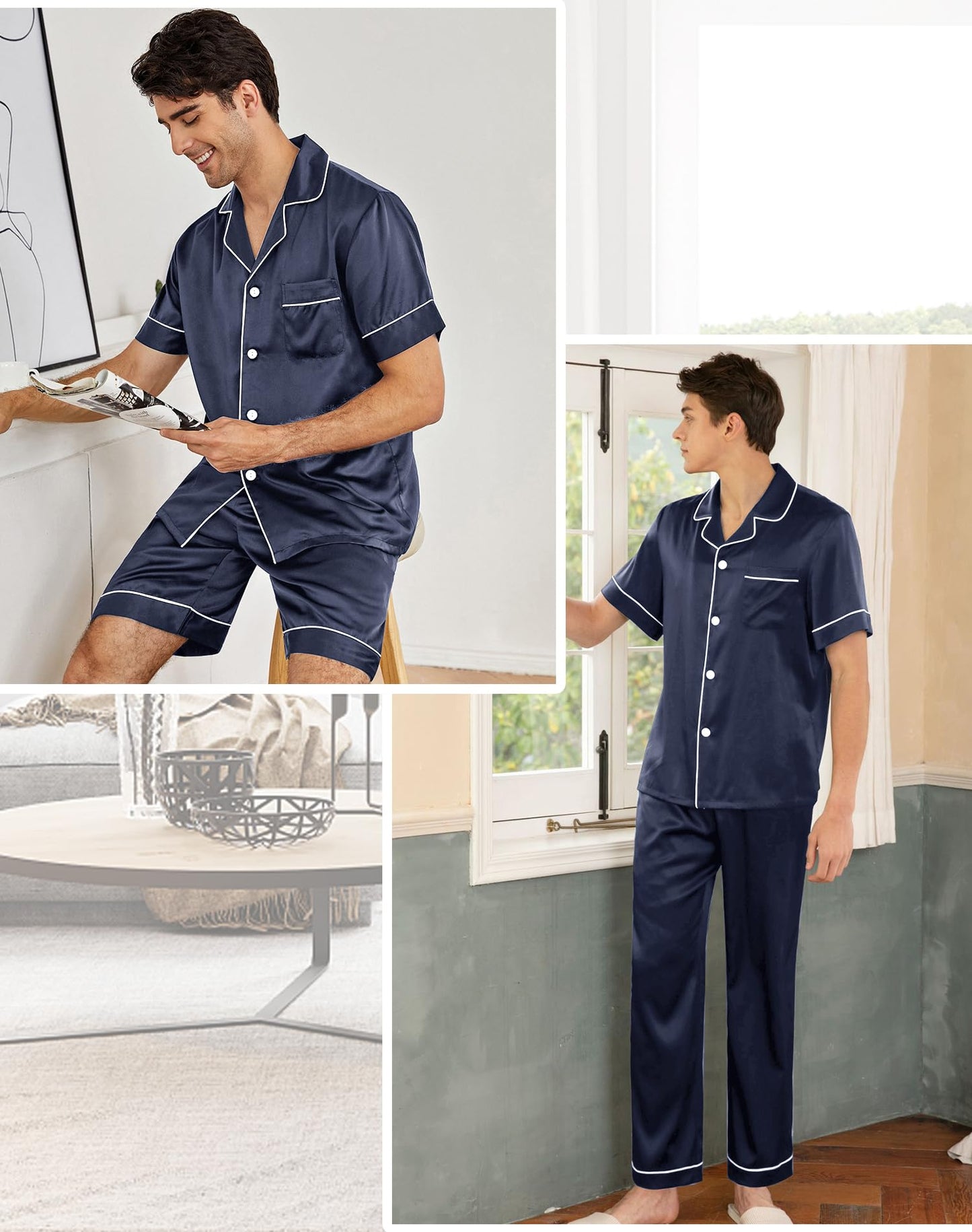 SWOMOG Mens 3pcs Pajamas Set