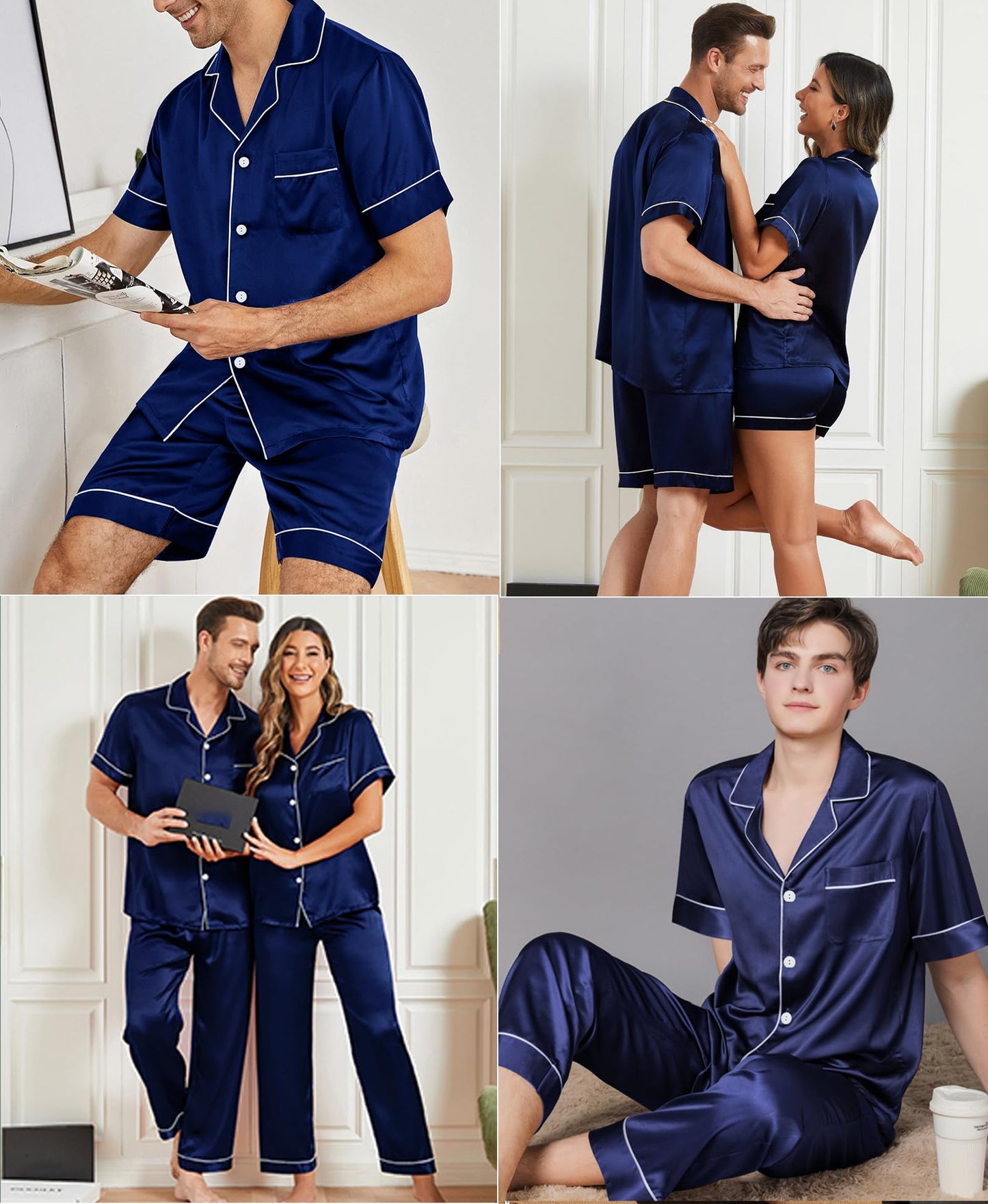 SWOMOG Mens 3pcs Pajamas Set