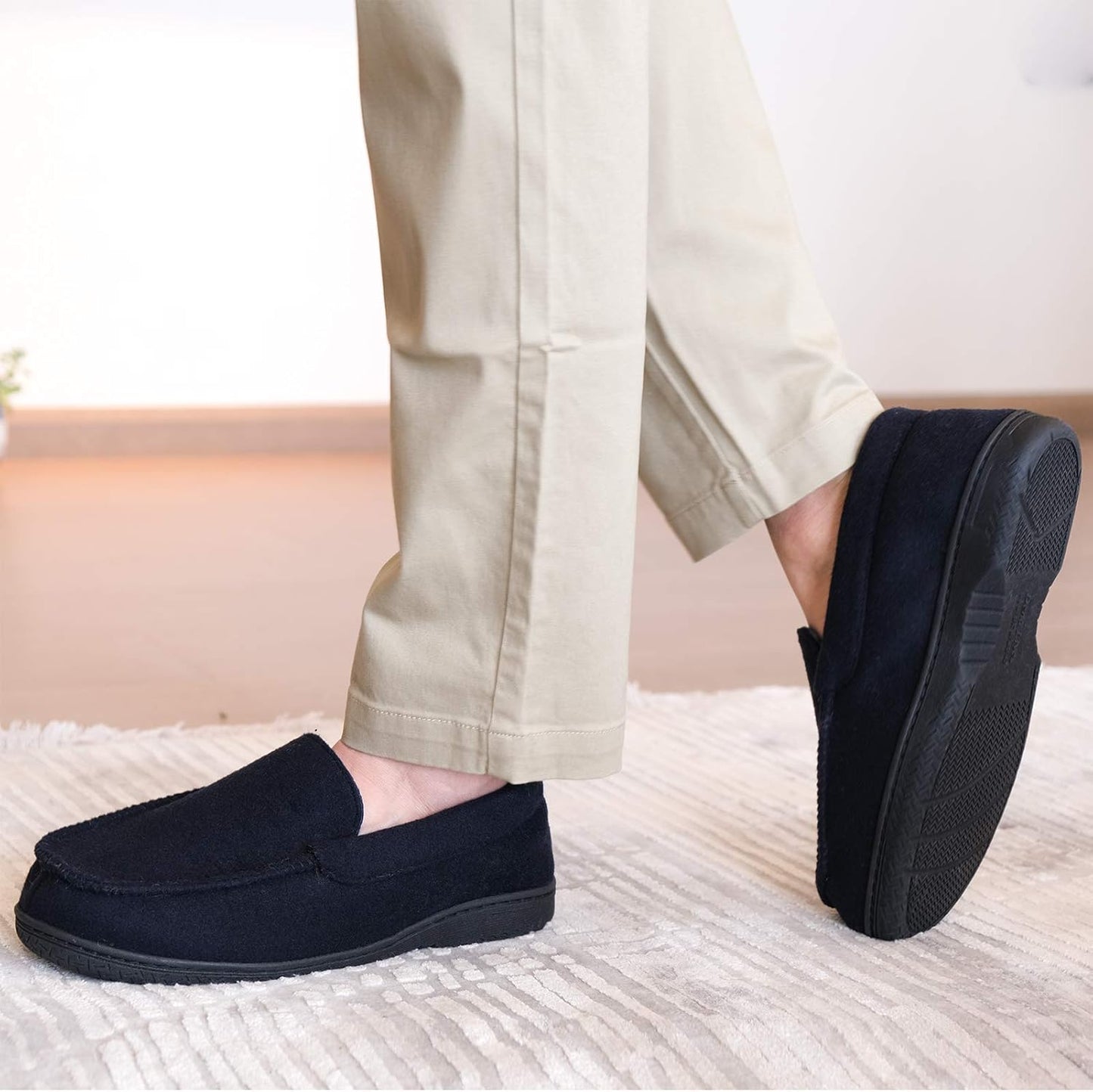 DL Men's Memory Foam Moccasin Slippers