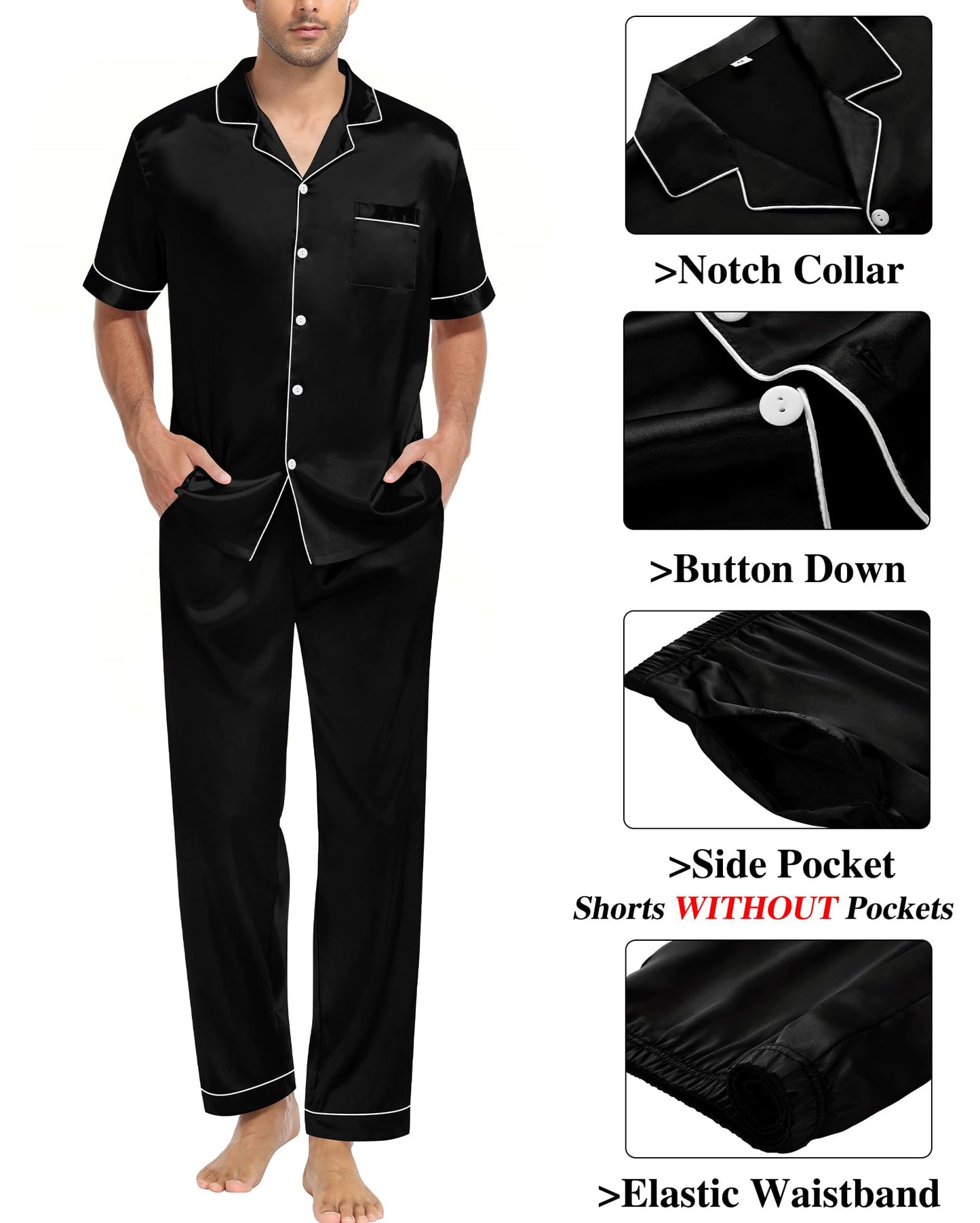 SWOMOG Mens 3pcs Pajamas Set