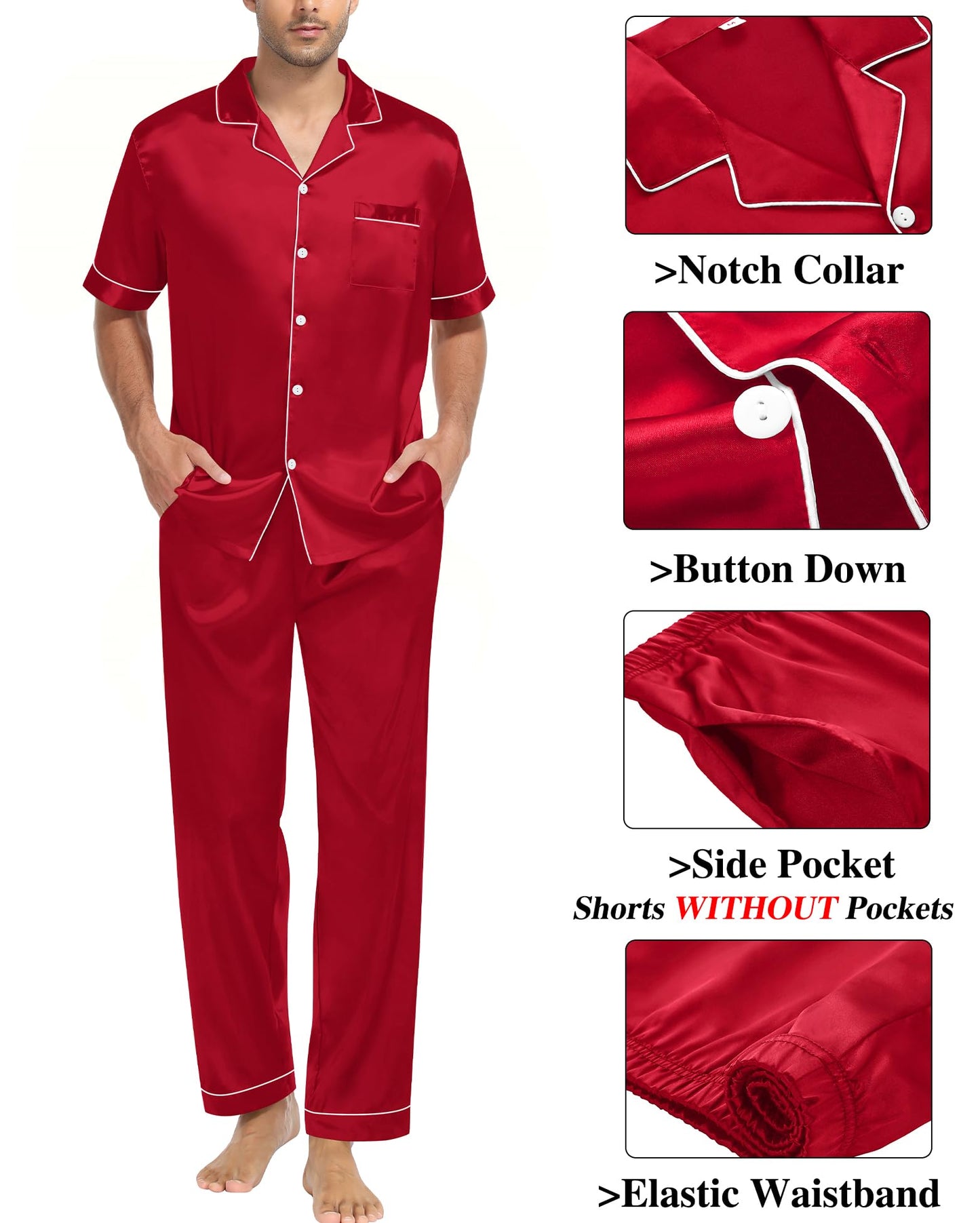 SWOMOG Mens 3pcs Pajamas Set