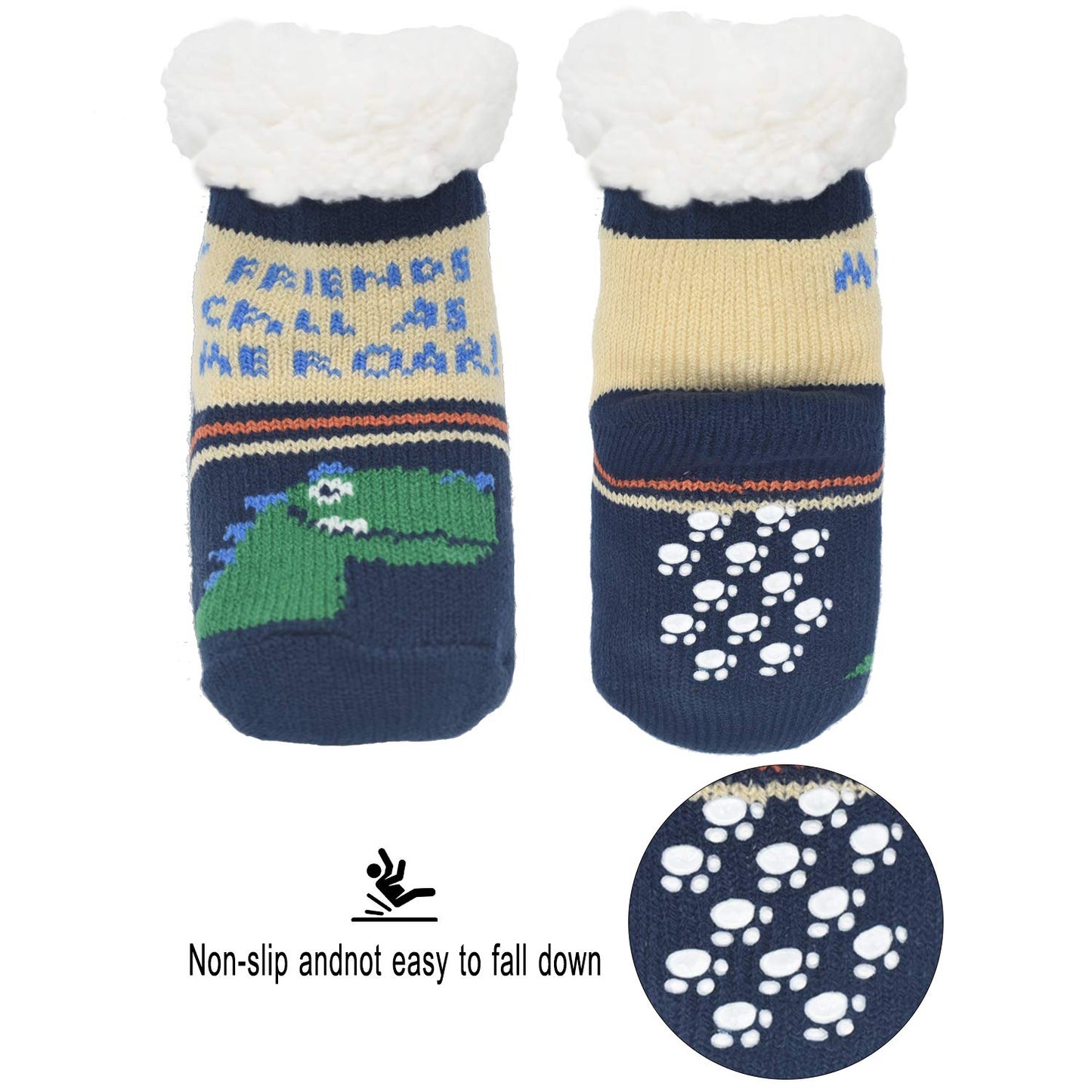 FENELY Kids 3 Pairs Fuzzy Slipper Socks