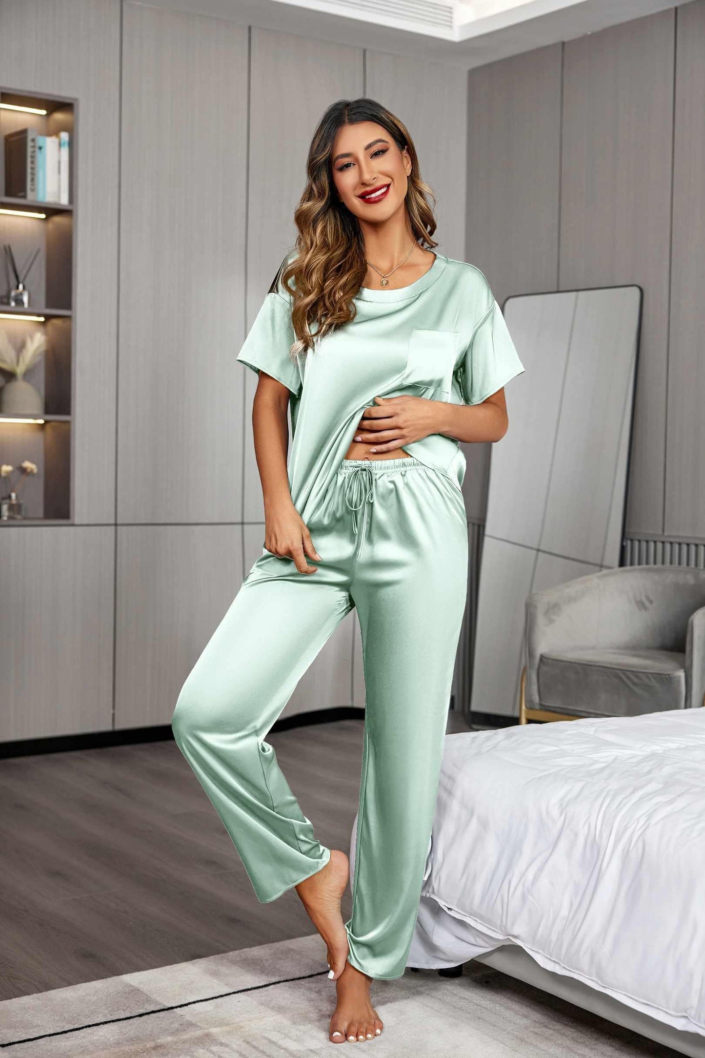 Ekouaer Silky Pajama Set