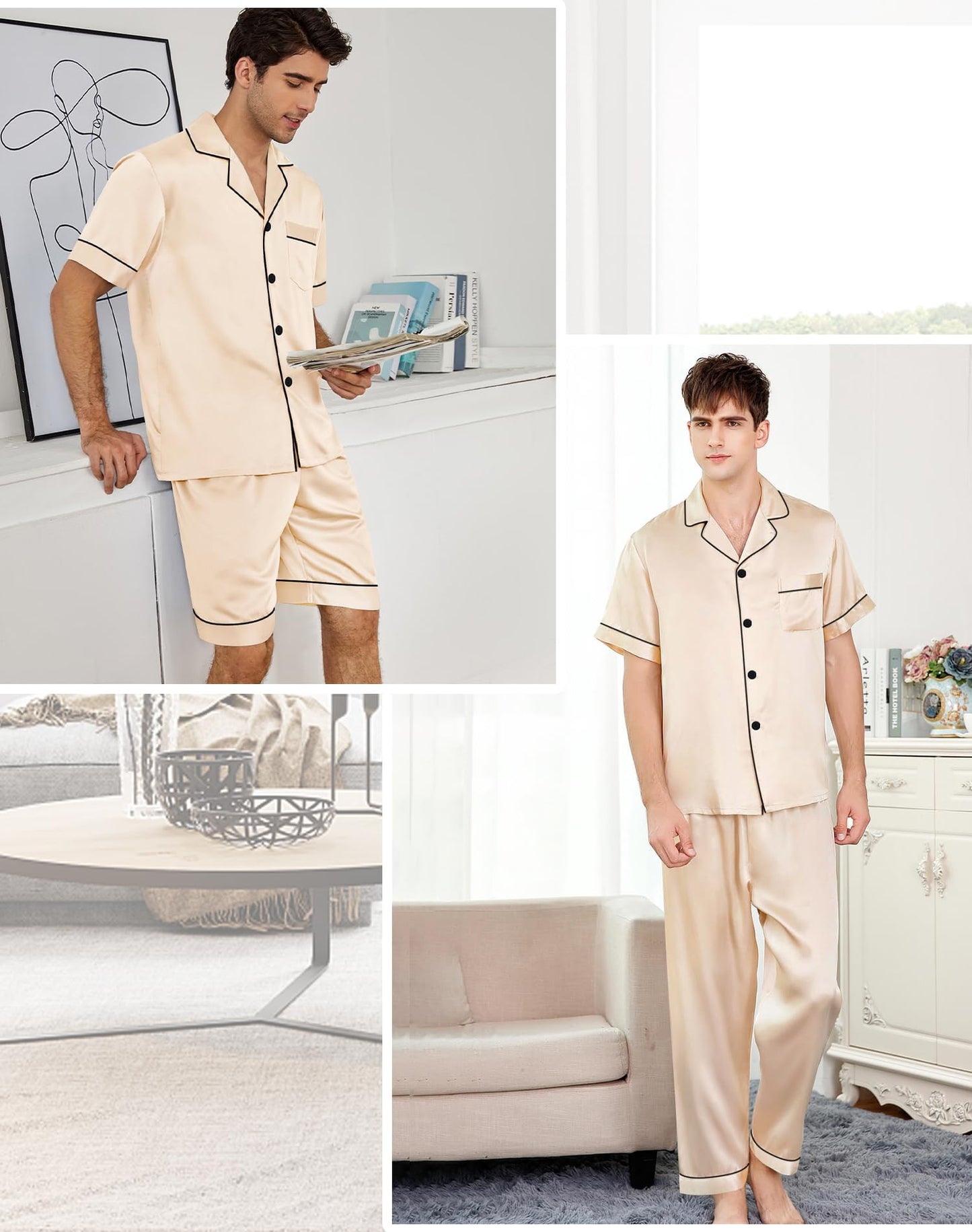 SWOMOG Mens 3pcs Pajamas Set