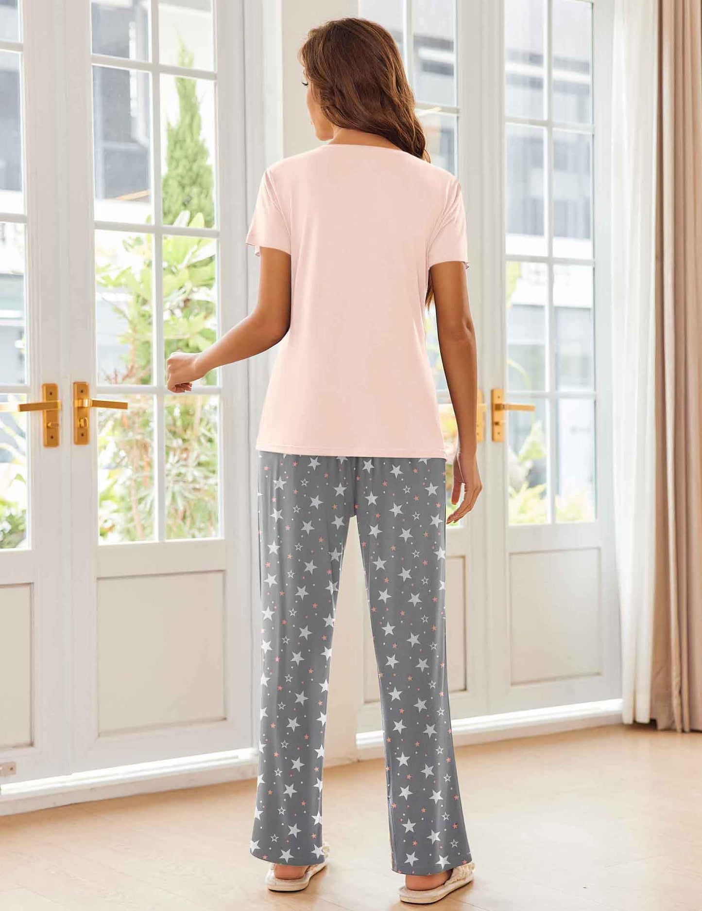 Ekouaer 2 Piece Short Sleeve Pj Set