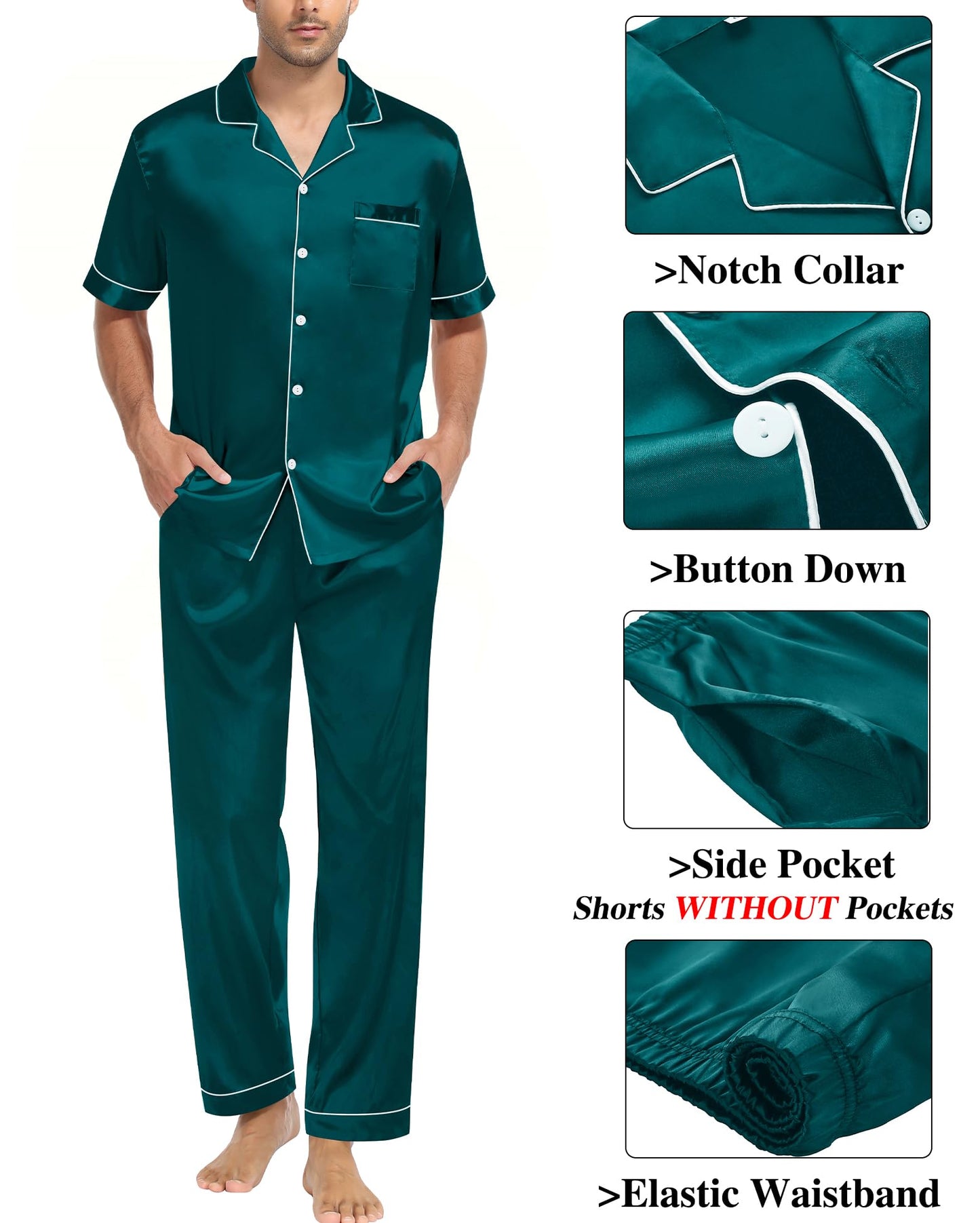 SWOMOG Mens 3pcs Pajamas Set