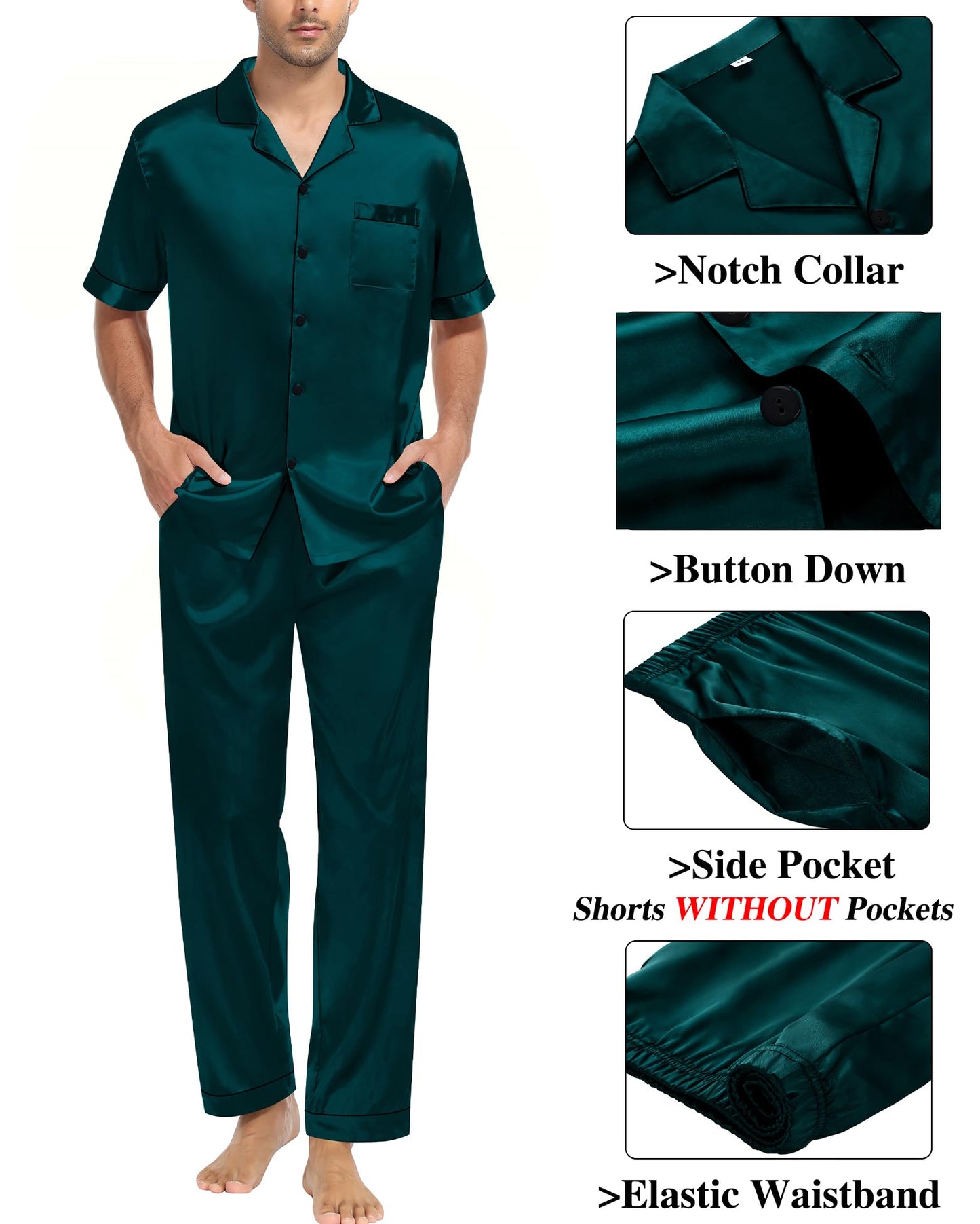 SWOMOG Mens 3pcs Pajamas Set