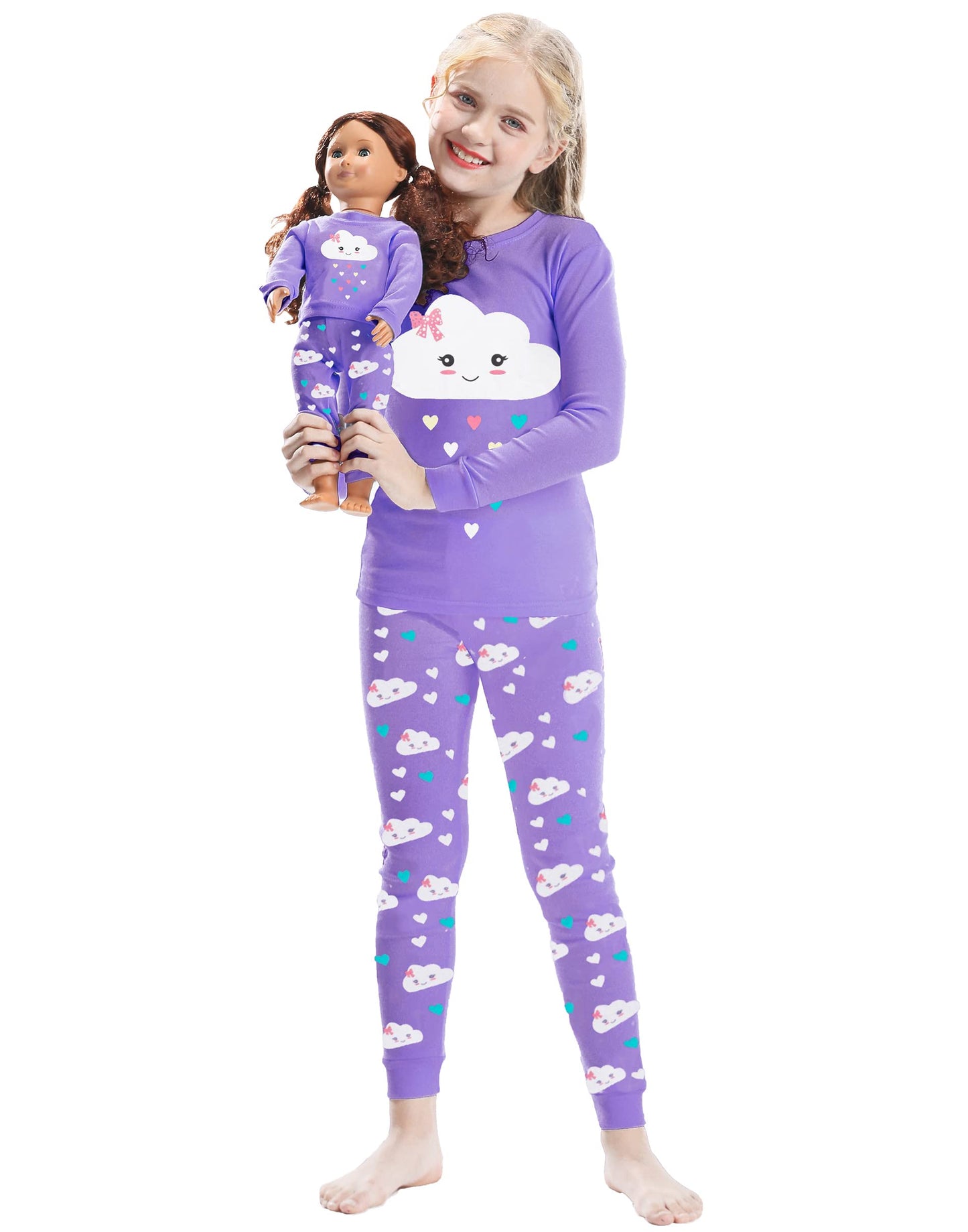 Babyroom Matching Doll & Toddler 4 Piece Pajamas Sleepwear