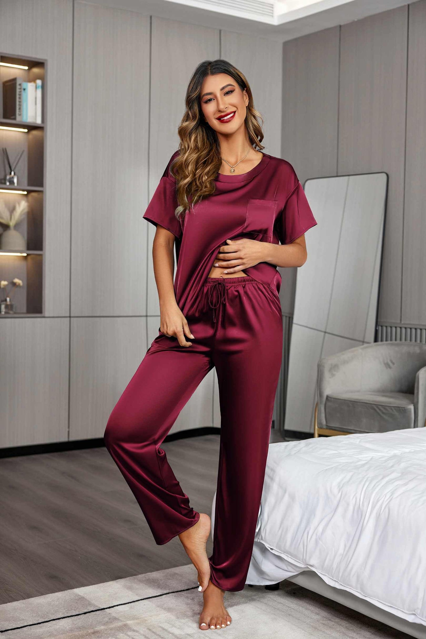 Ekouaer Silky Pajama Set