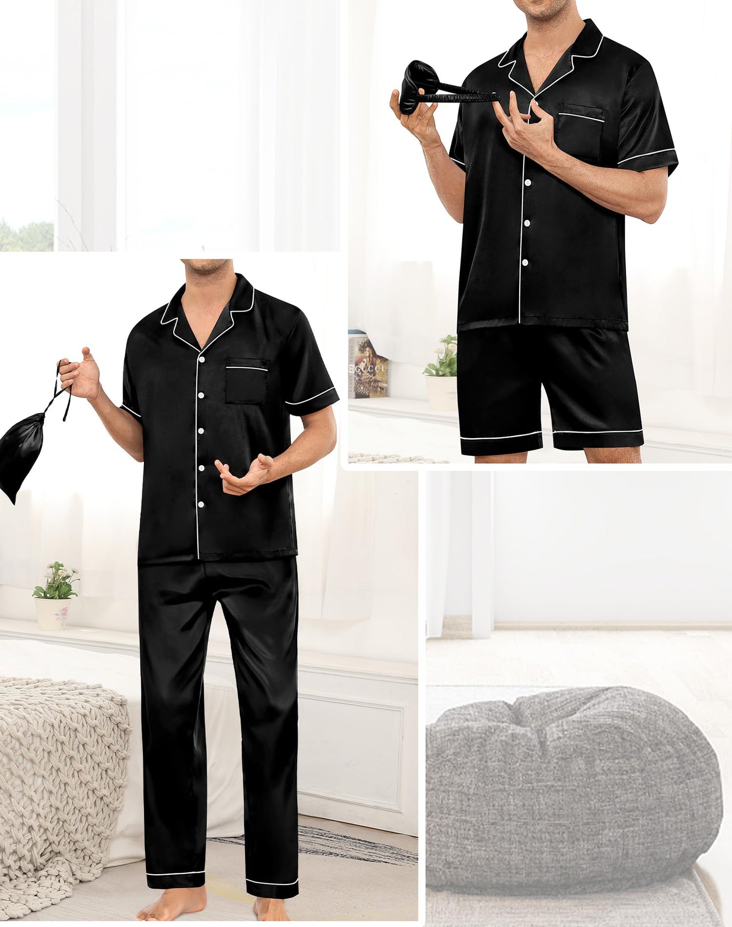 SWOMOG Mens 3pcs Pajamas Set