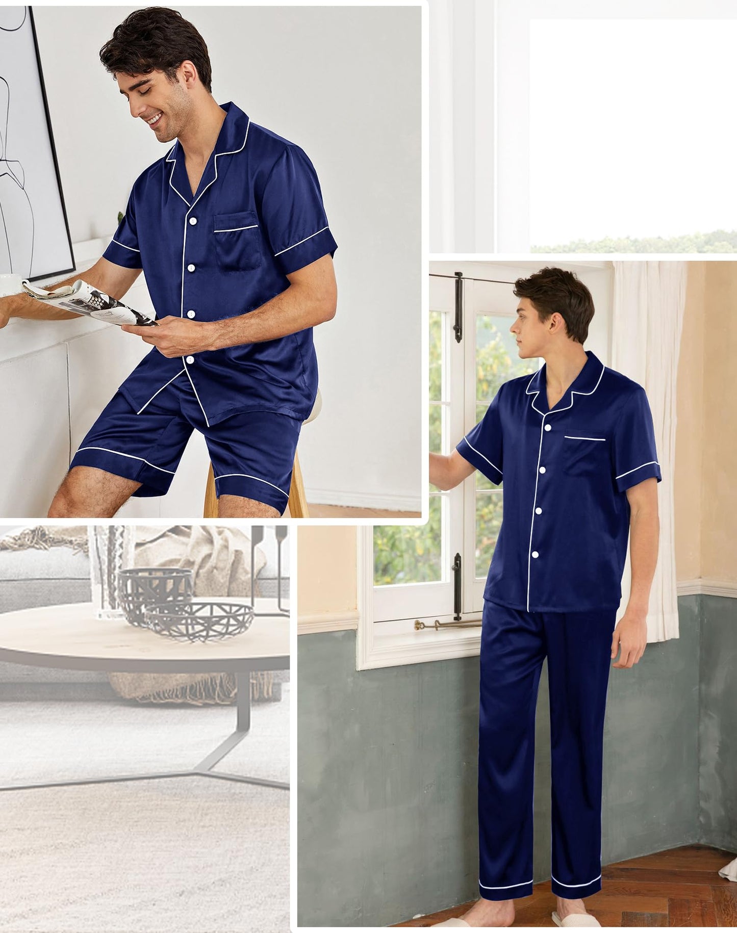 SWOMOG Mens 3pcs Pajamas Set