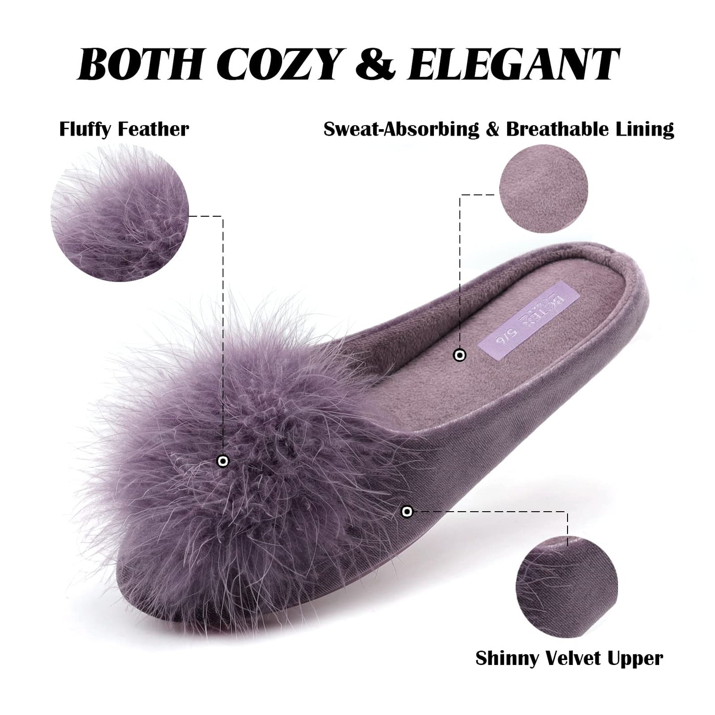 BCTEX COLL Women's Velvet Memory Foam House Slipper