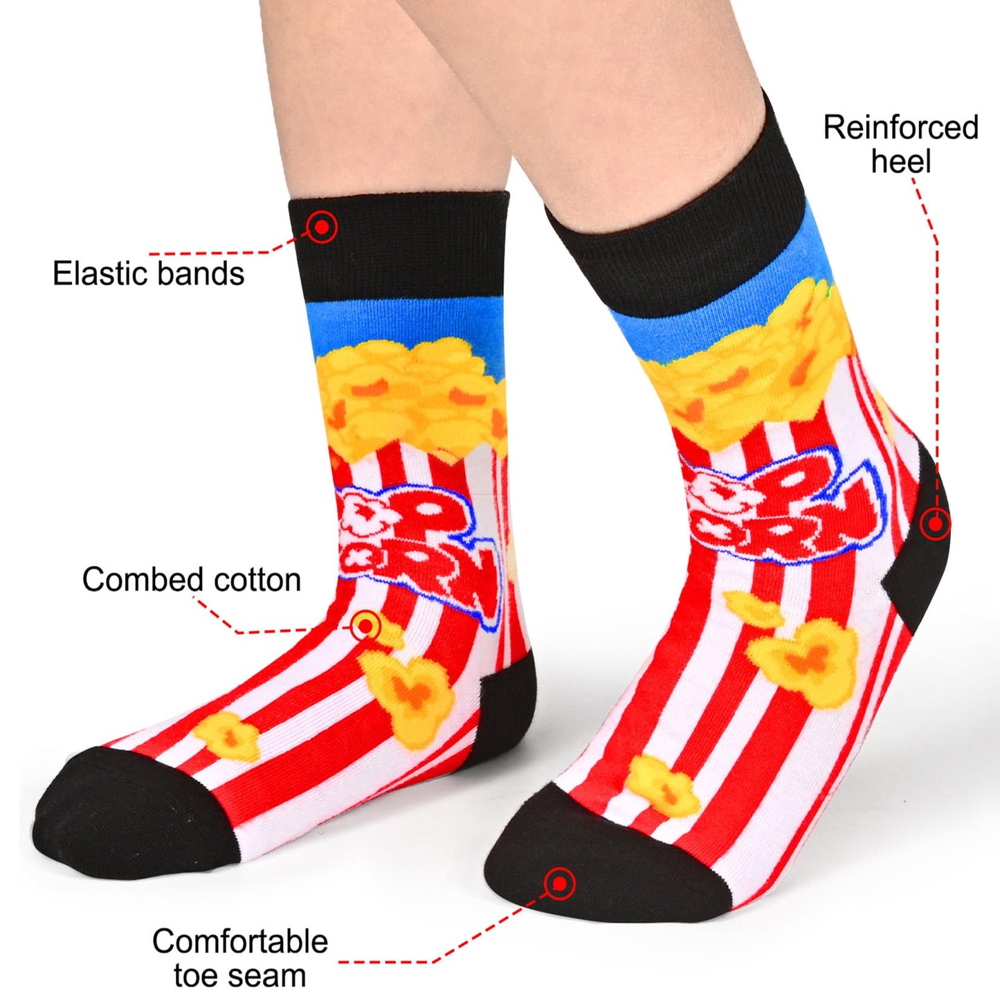 Kids Novelty Crew Socks 4-6 Pack + Gift Box