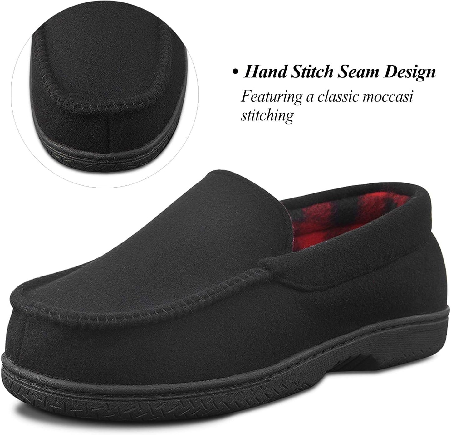 DL Men's Memory Foam Moccasin Slippers