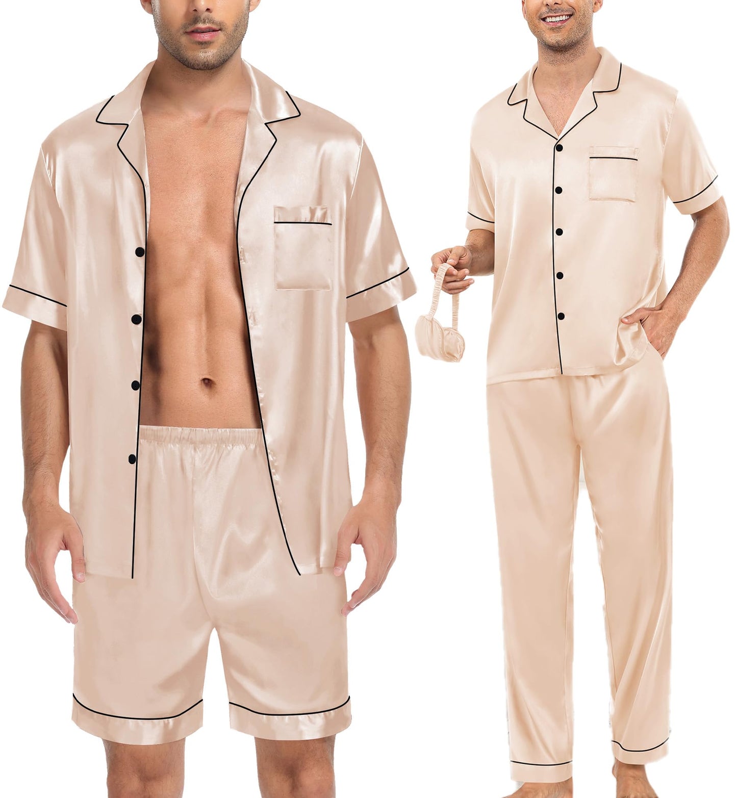 SWOMOG Mens 3pcs Pajamas Set