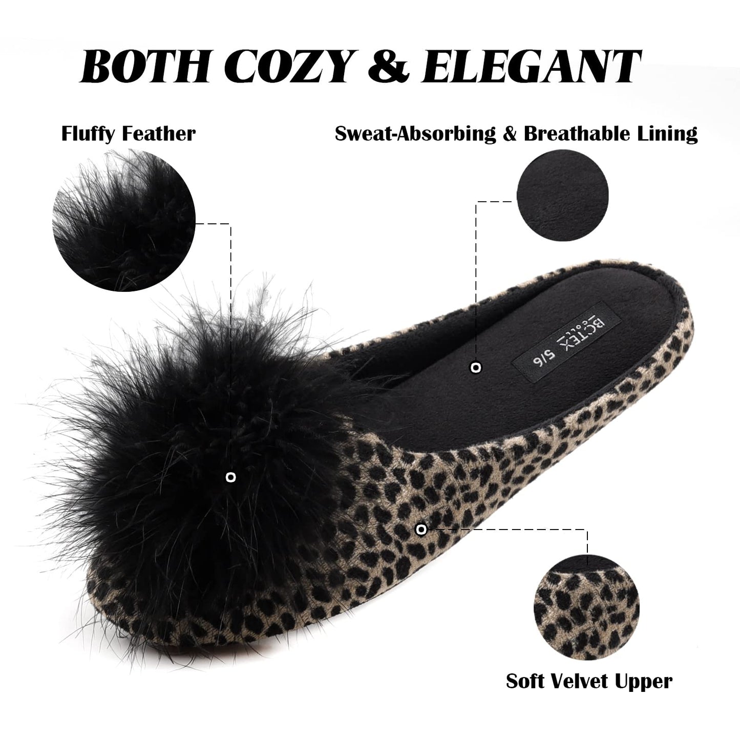 BCTEX COLL Women's Velvet Memory Foam House Slipper