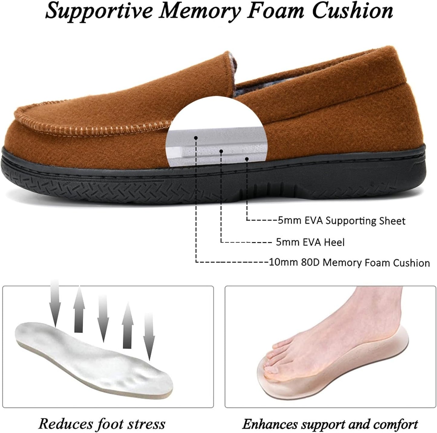 DL Men's Memory Foam Moccasin Slippers