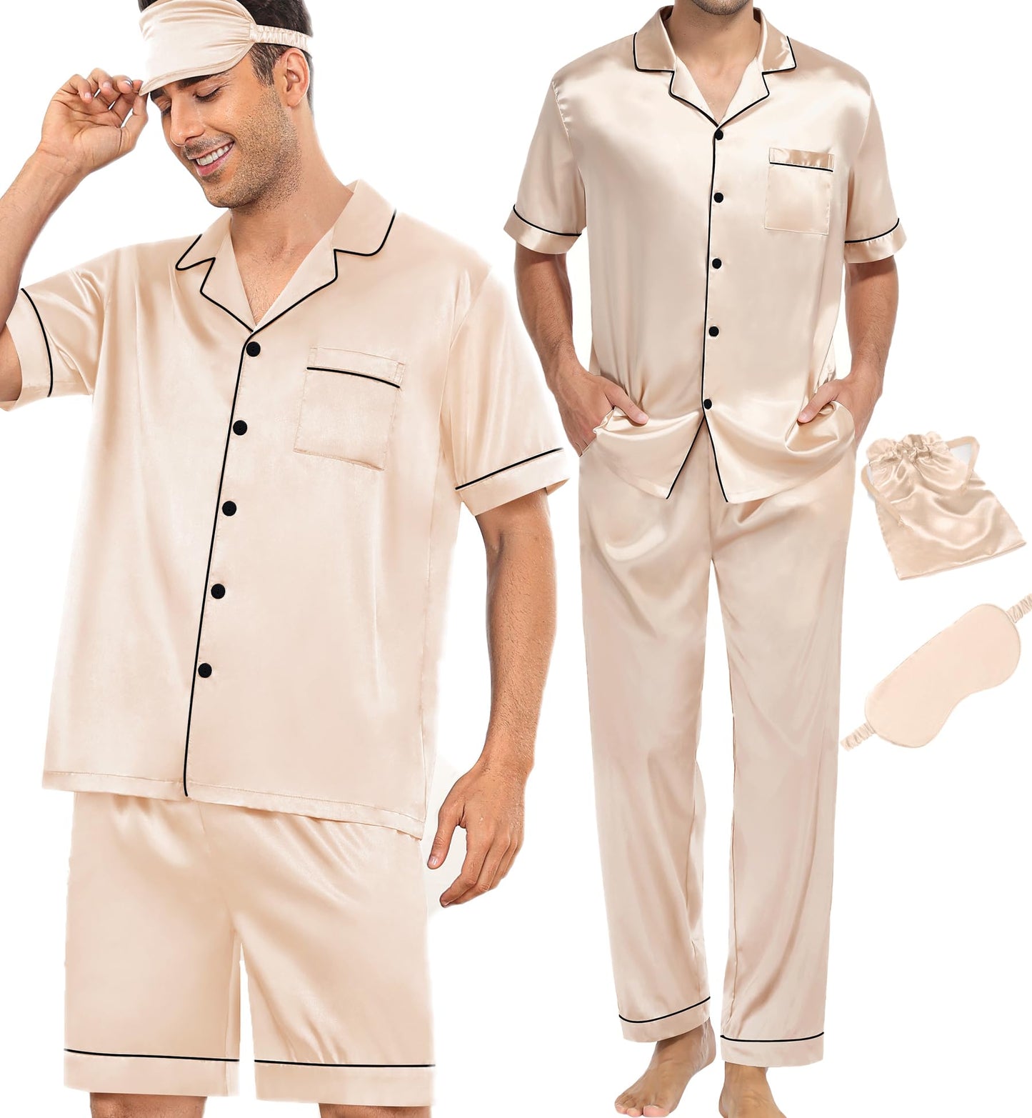 SWOMOG Mens 3pcs Pajamas Set