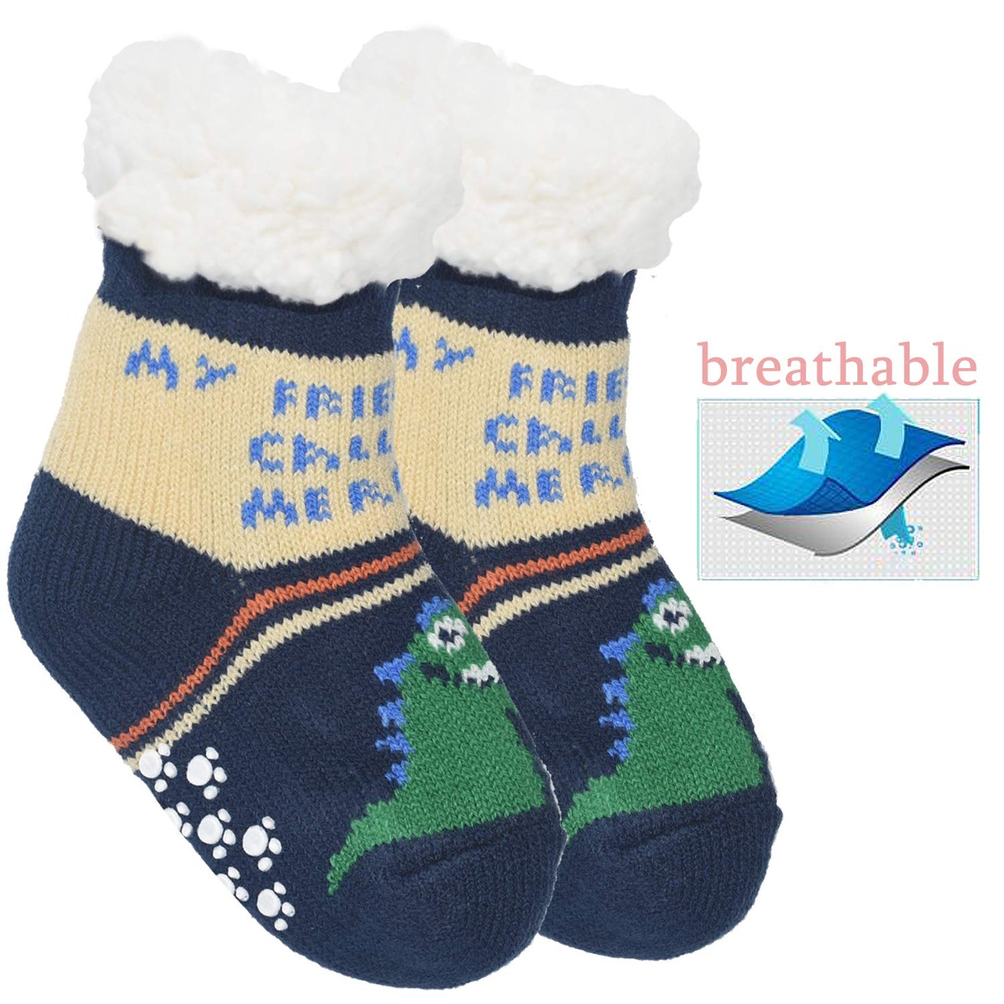 FENELY Kids 3 Pairs Fuzzy Slipper Socks